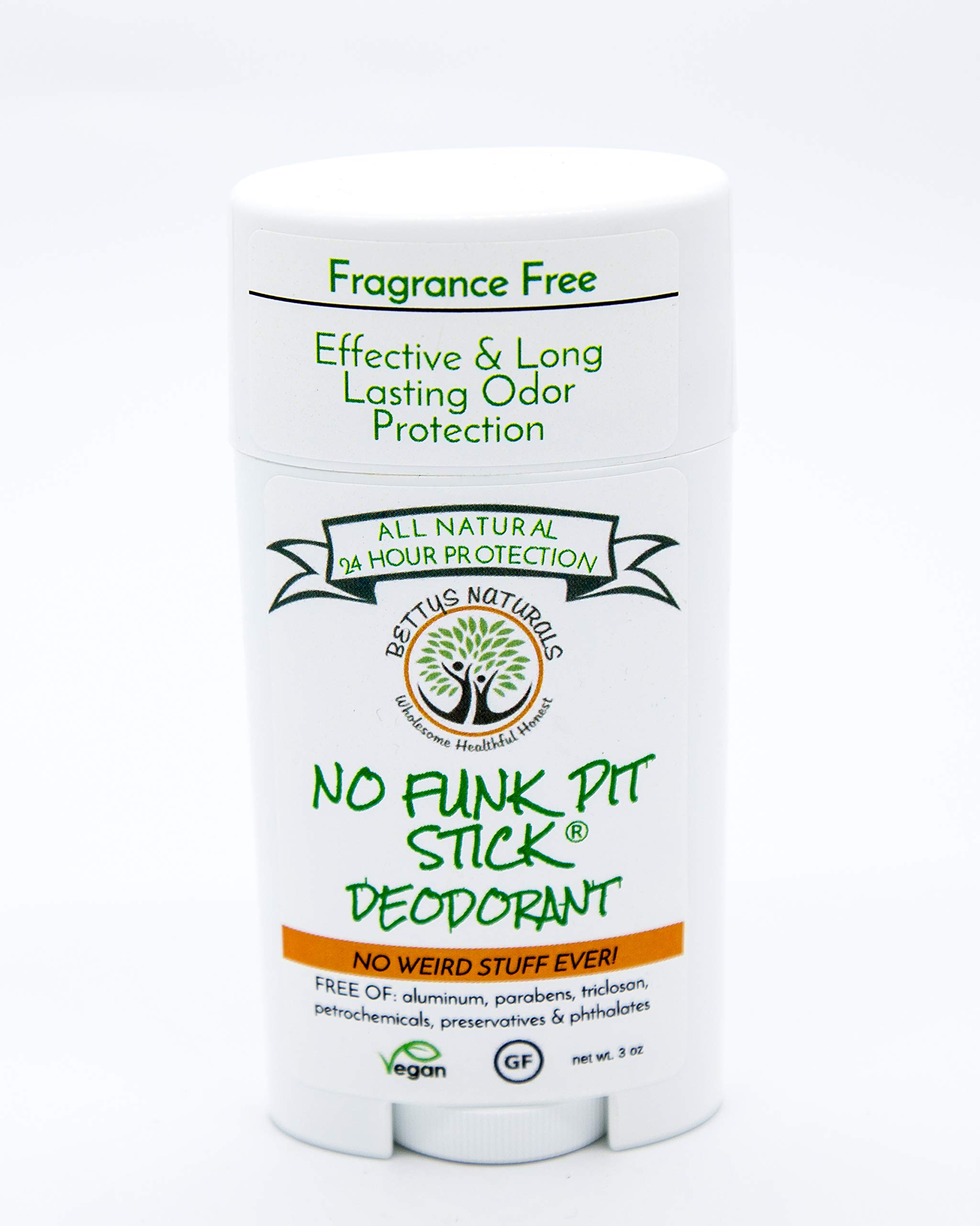 No Funk Pit Stick All Natural Deodorant - Fragrance Free, Aluminum Free, Gluten Free, Vegan Formula with Zinc Oxide & Bentonite Clay | 24-Hour Odor Protection for Sensitive Skin | Perfect for Gym, Work & Daily Use