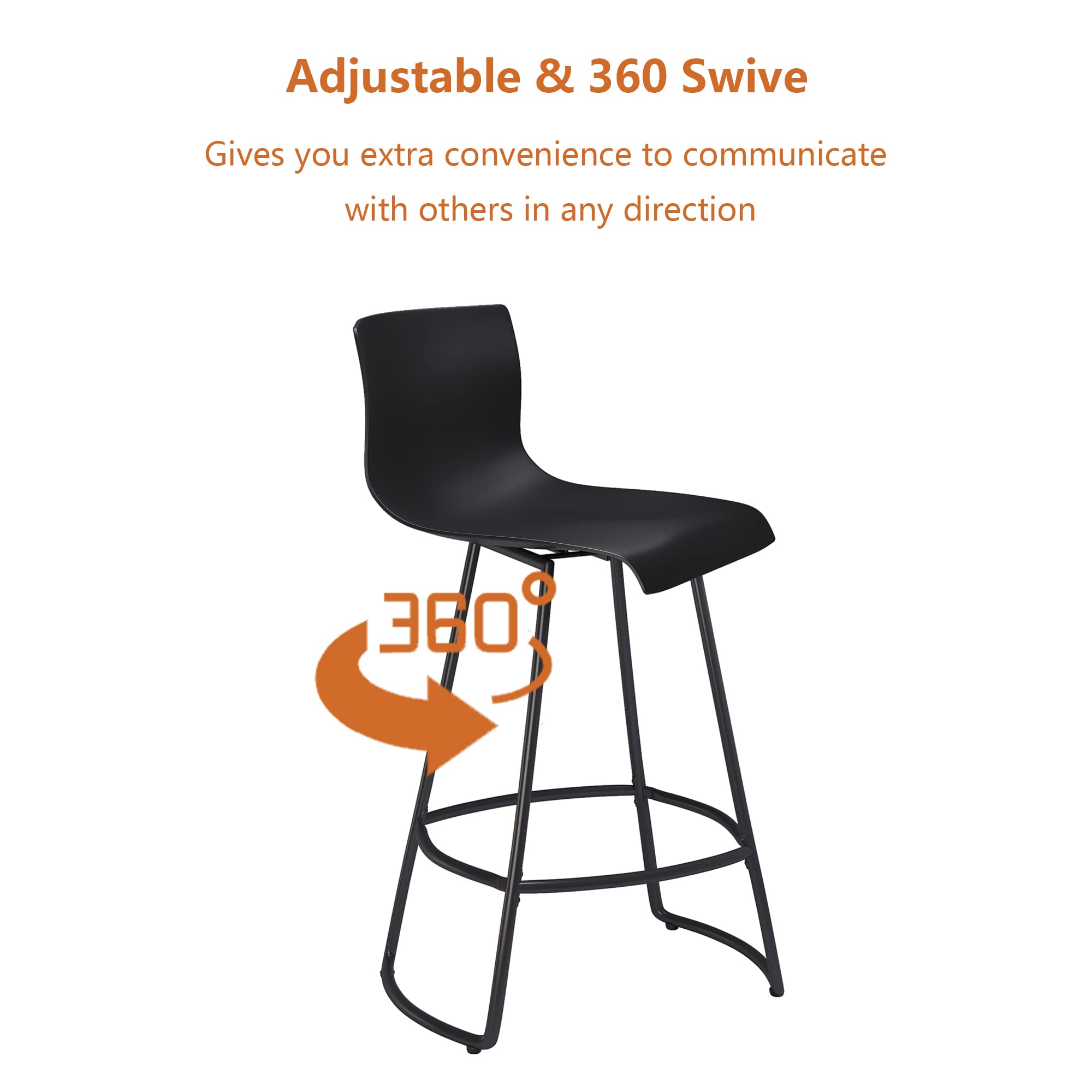 4-Piece Modern Swivel Bar Stool Set with Back - 24