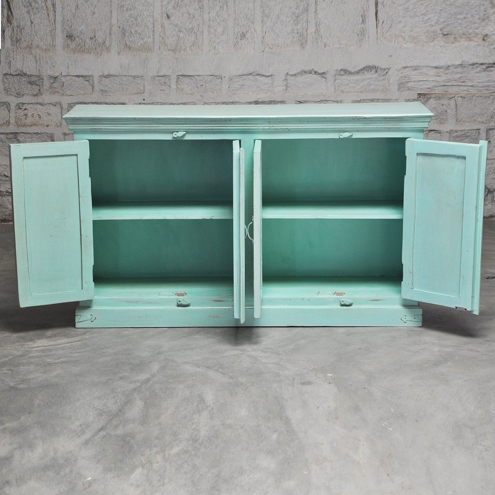 Floral Carved Solid Wood Sideboard - Rustic Farmhouse Buffet Cabinet for Dining Room, Living Room & Entryway Storage