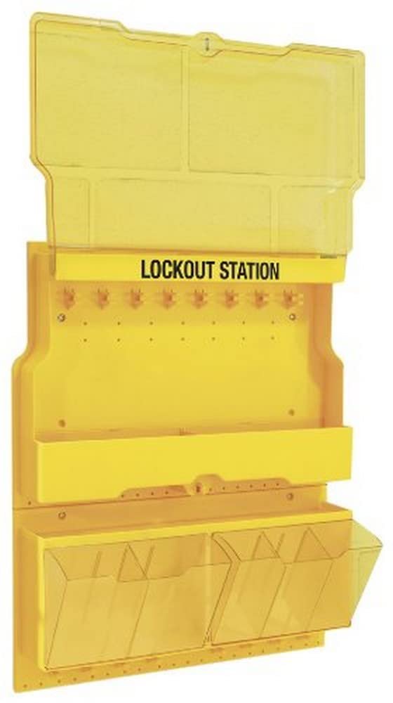 Master Lock S1900 Deluxe Valve & Electric Lockout Station Kit - Unfilled Yellow Safety Lockout Device for Industrial & Workplace Security | Perfect for OSHA Compliance & Equipment Protection