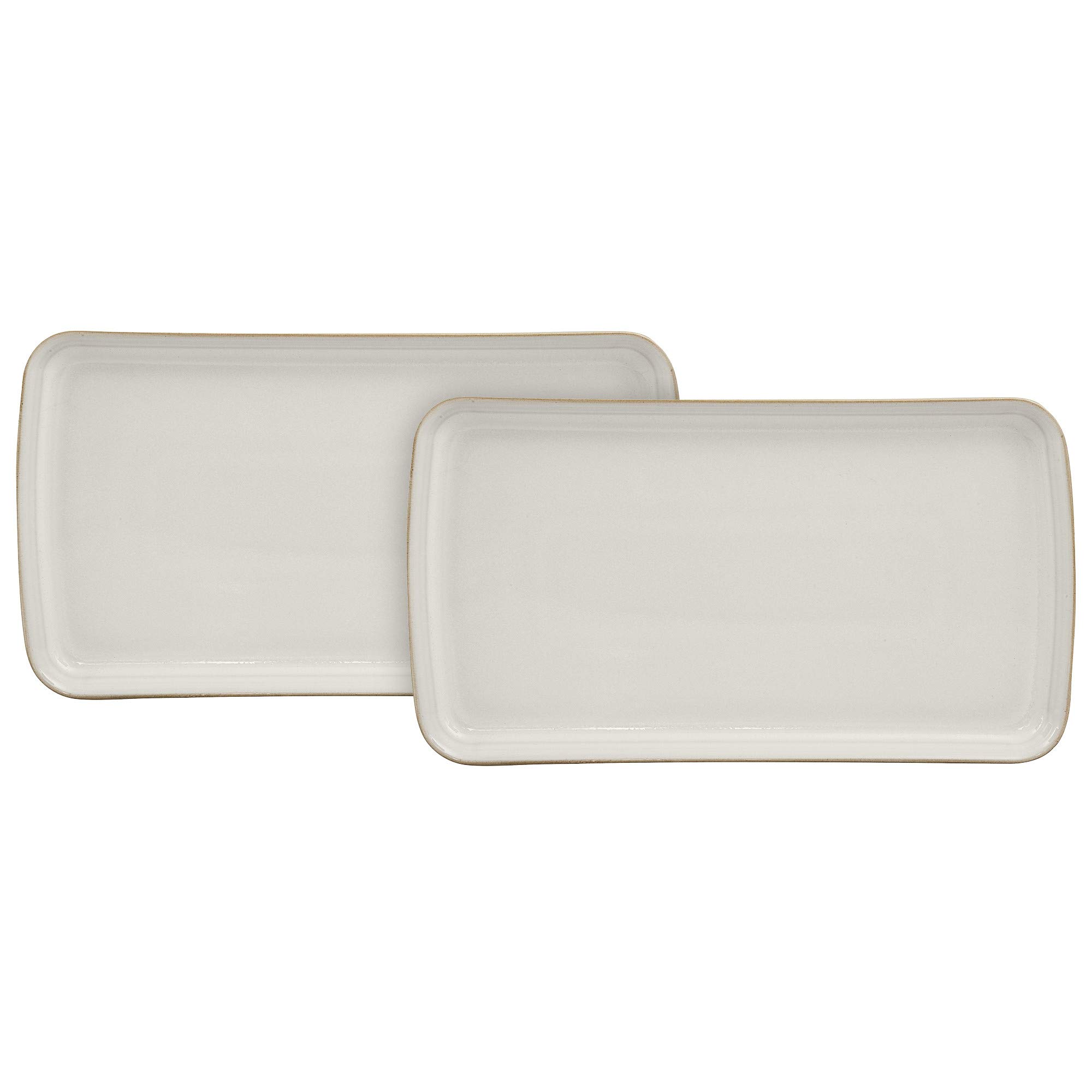 Denby Natural Canvas 2-Piece Small Rectangular Platter Set - Elegant Serving Dishes for Appetizers, Cheese & Charcuterie | Perfect for Dinner Parties & Entertaining