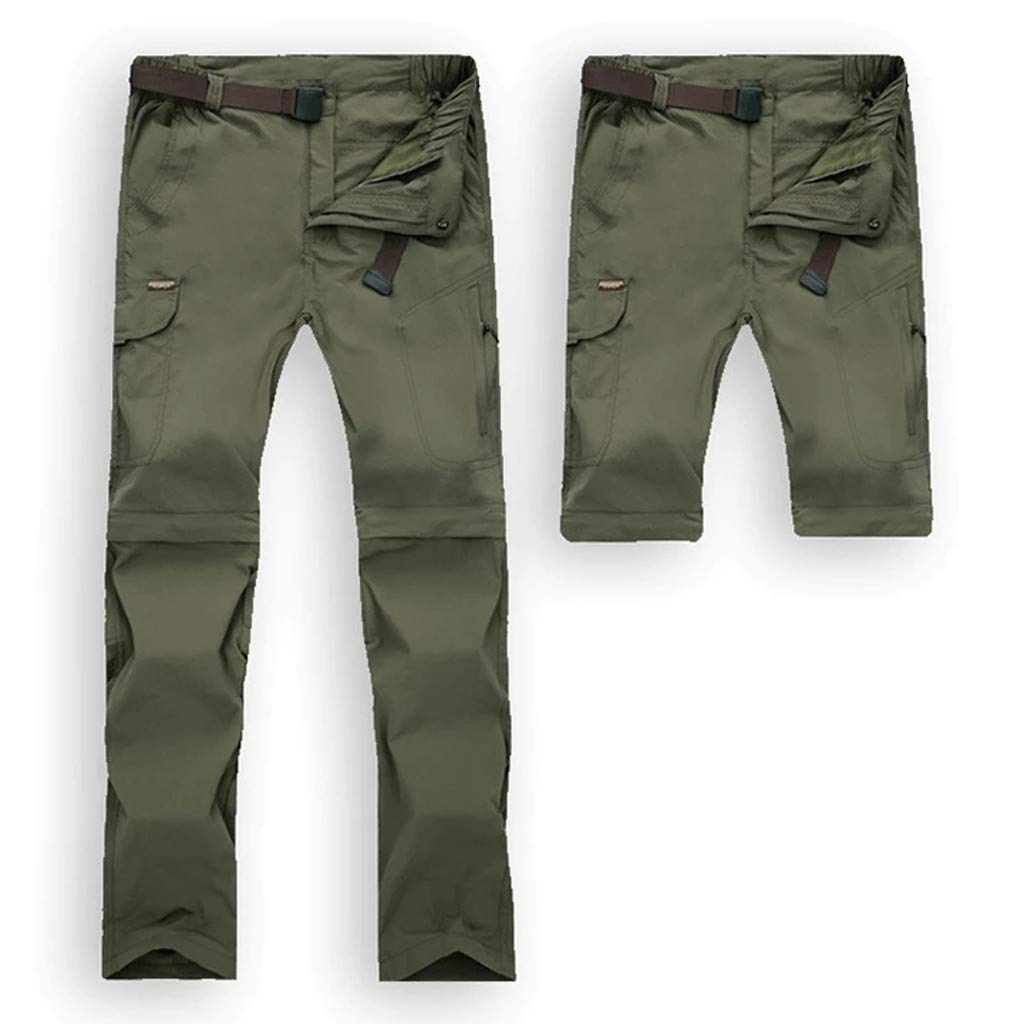 Stay&me Men's Quick-Dry Convertible Hiking Pants - Lightweight Zip-Off Cargo Work Trousers for Outdoor, Fishing, Travel & Safari - Moisture-Wicking & Durable (Green) - Perfect for Camping, Backpacking and Adventure Activities