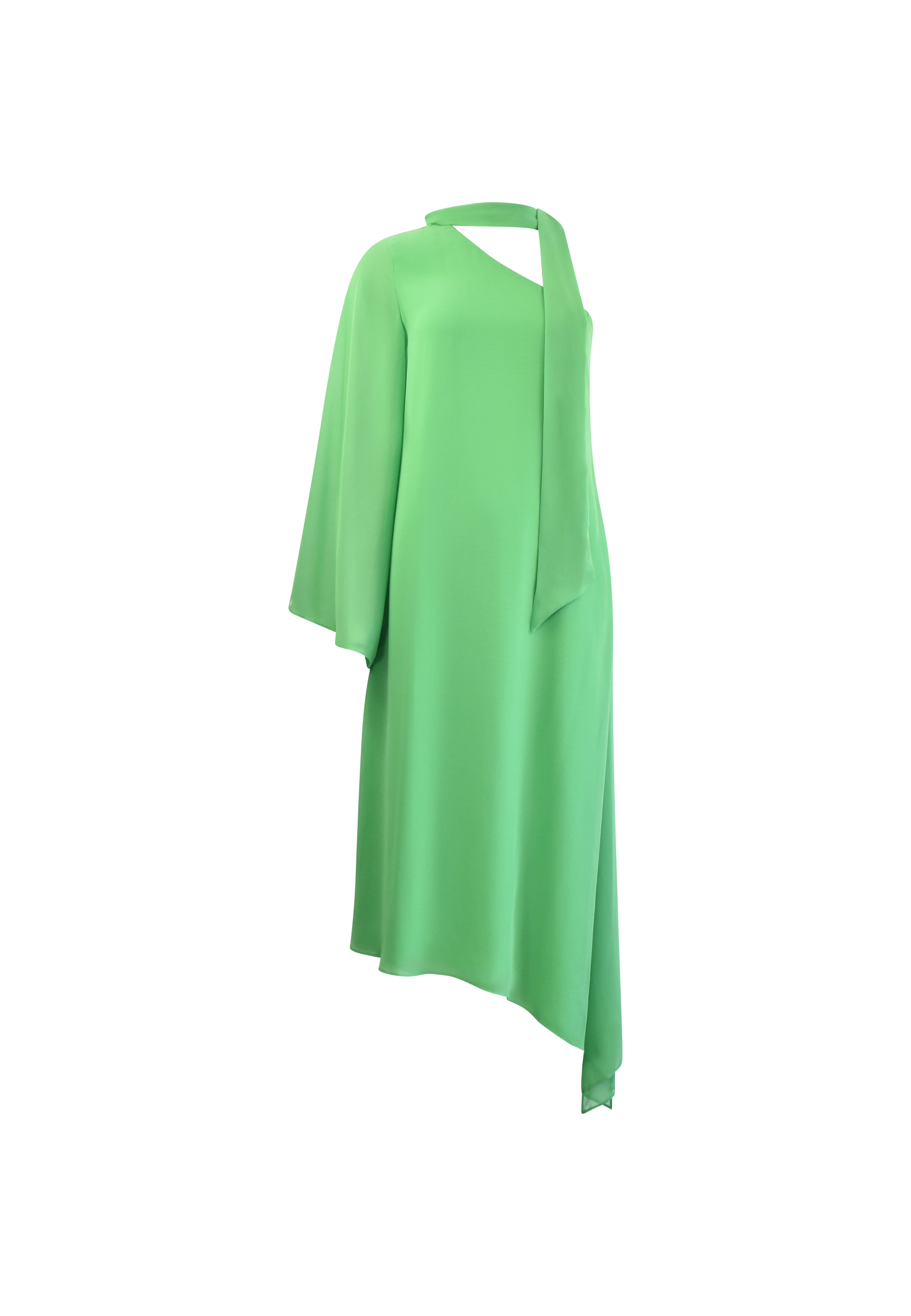 Elegant Oona Green Chiffon One Shoulder Maxi Dress for Women - Perfect for Summer Weddings, Beach Vacations & Evening Parties