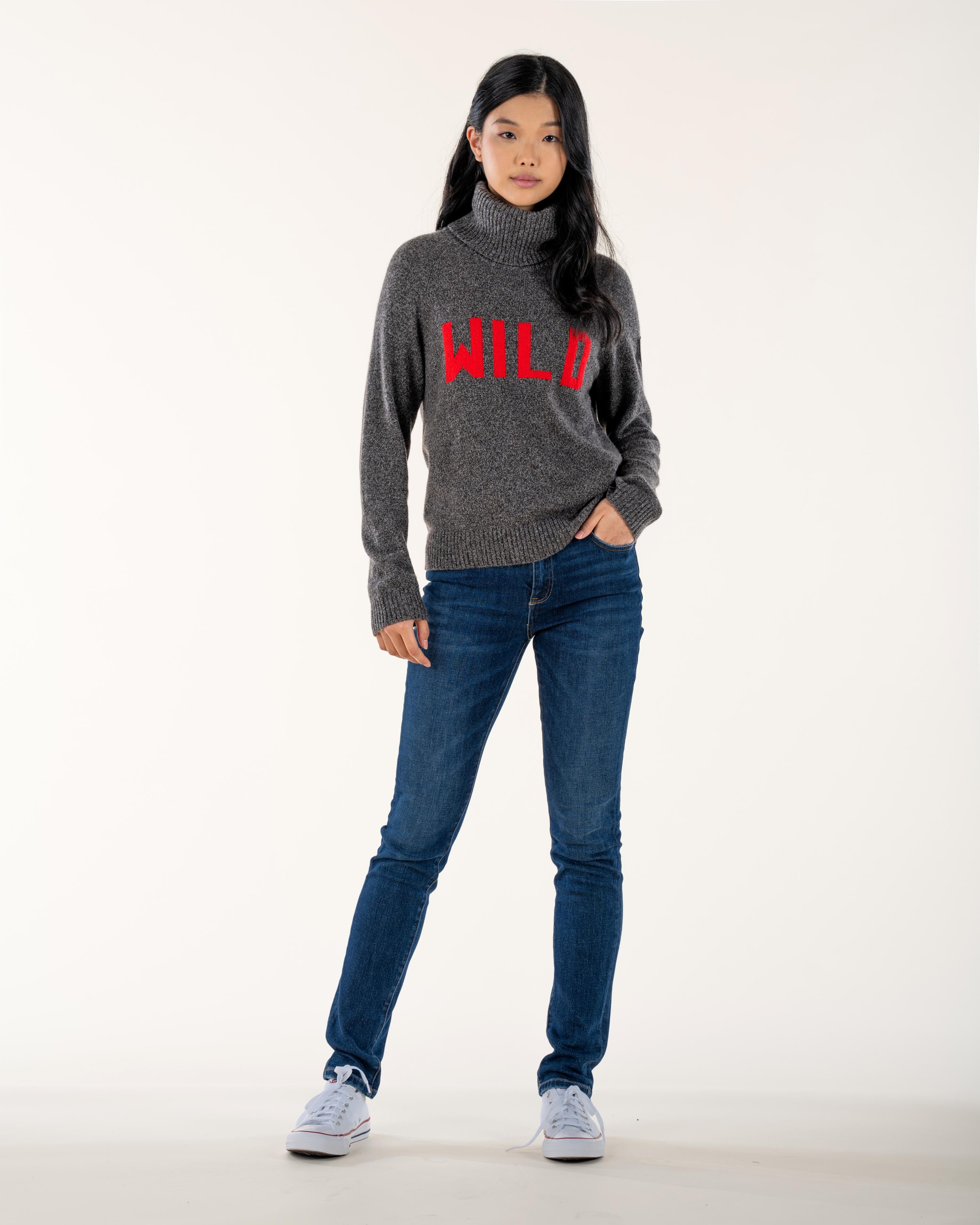 Avril Dark Heather Grey Sweater for Women - Soft Knit Pullover Casual Winter Sweater | Perfect for Office, Date Night & Cozy Fall Outfits
