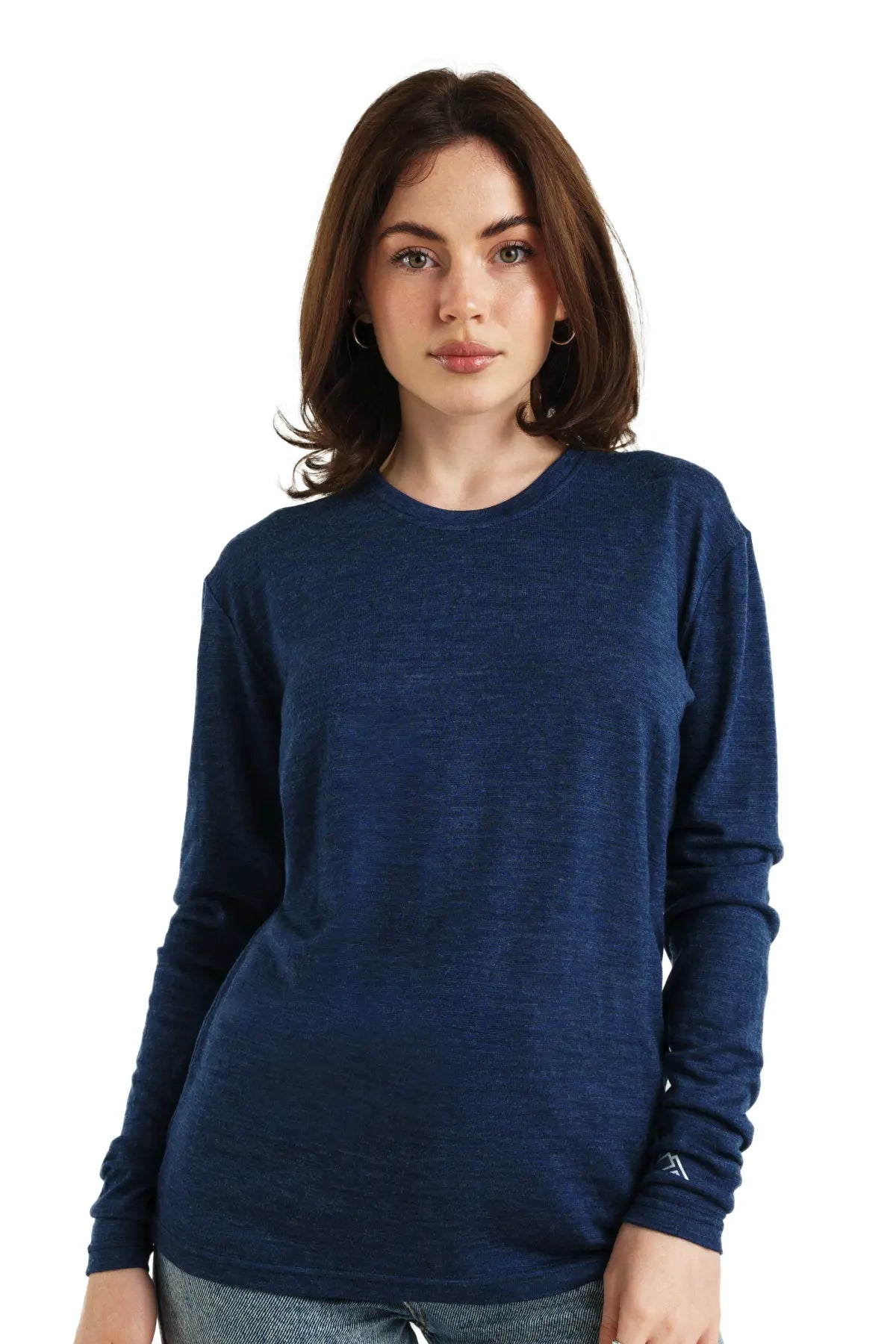 Premium Women's Merino Wool Long Sleeve Shirt - 165 Navy Blue - Soft & Warm Base Layer for Hiking, Travel & Winter Activities