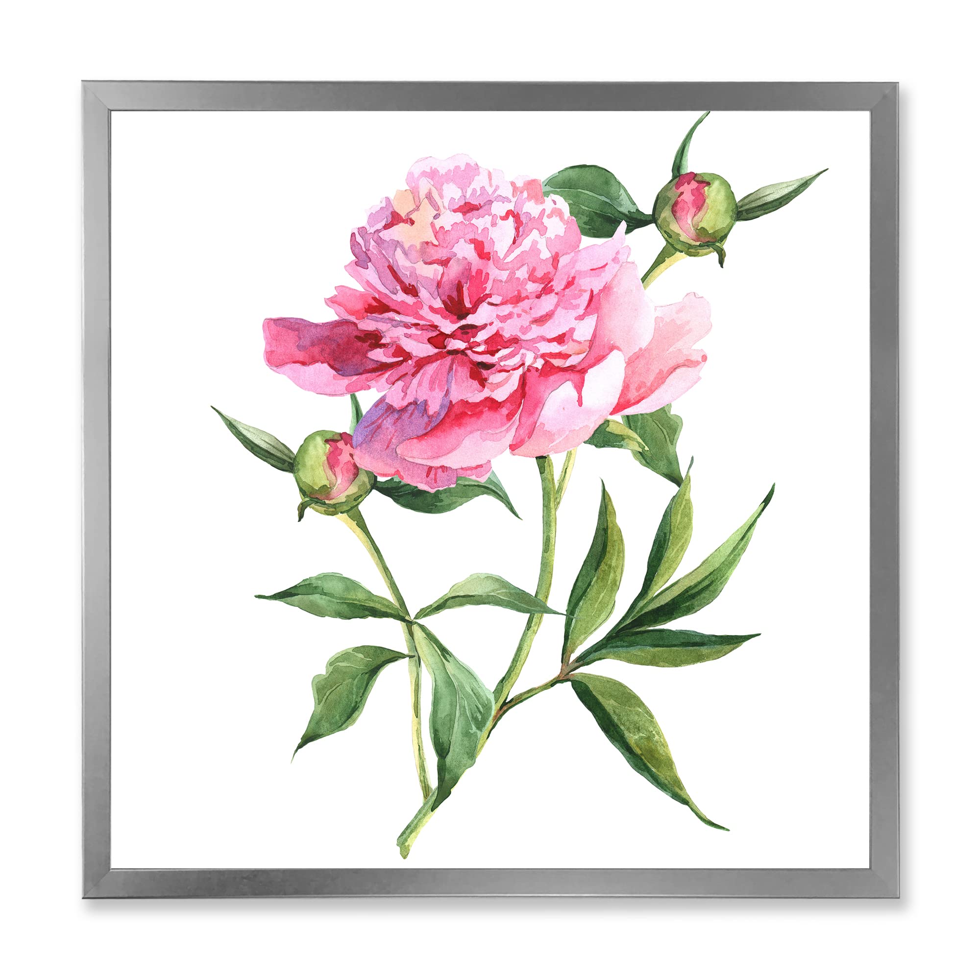 Vintage Pink Peonies Traditional Framed Wall Art - Floral Home Decor for Living Room, Bedroom & Office - Ready to Hang Canvas Painting for Housewarming Gift