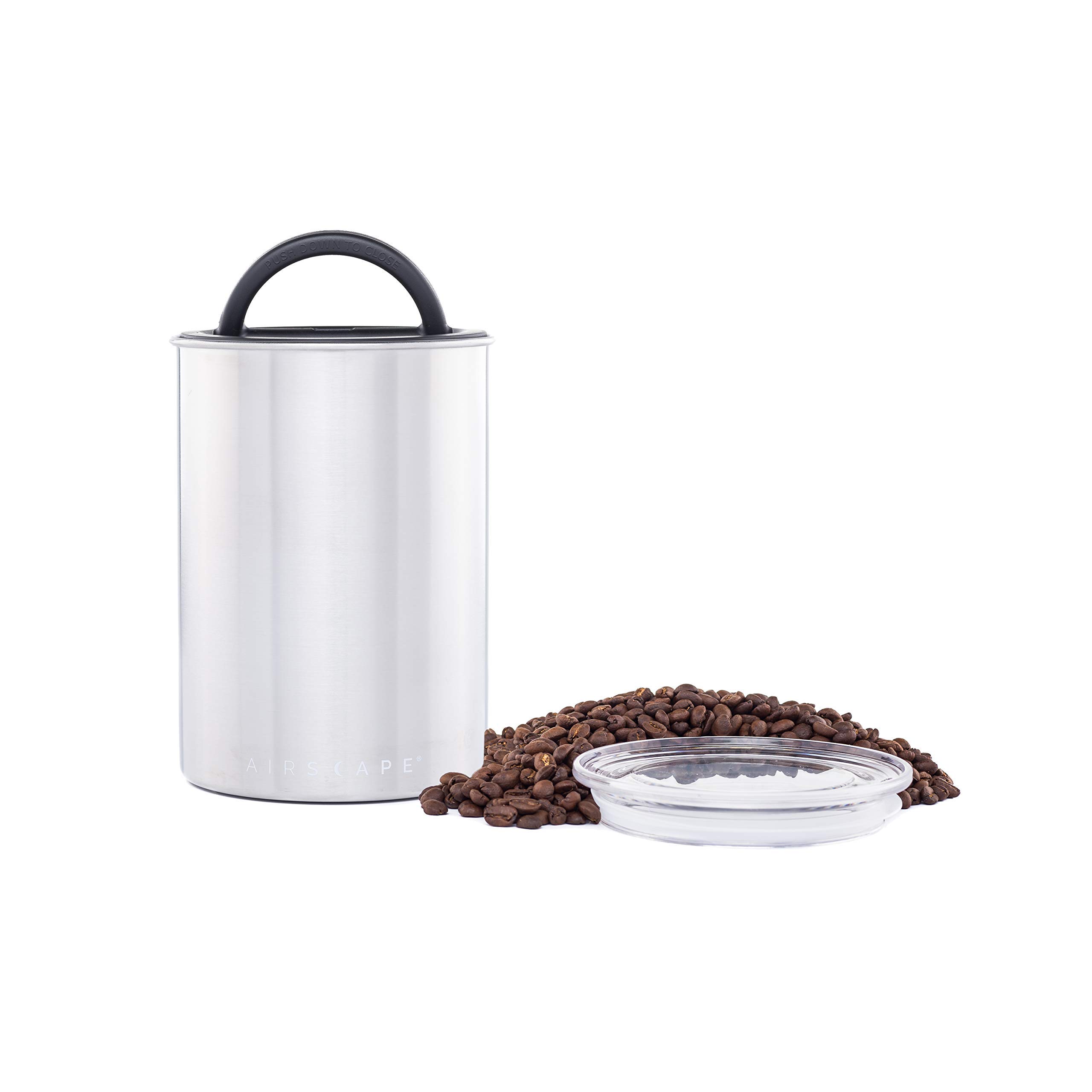 Airscape Stainless Steel Coffee Canister Set of 2 - Airtight Food Storage Containers with Patented Freshness Seal - Brushed Steel (Small & Medium) - Perfect for Kitchen Pantry Organization & Coffee Bean Storage