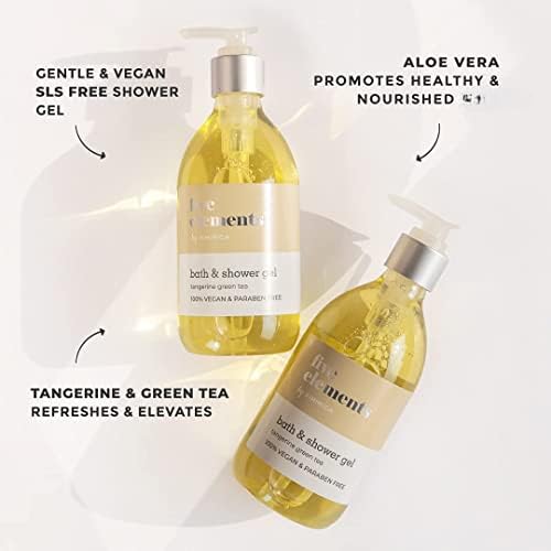 Refreshing Tangerine & Green Tea Shower Gel - Long Lasting Freshness, Paraben Free, Vegan Body Wash (300ml, Pack of 2) for Daily Hydration & Relaxing Bath Time