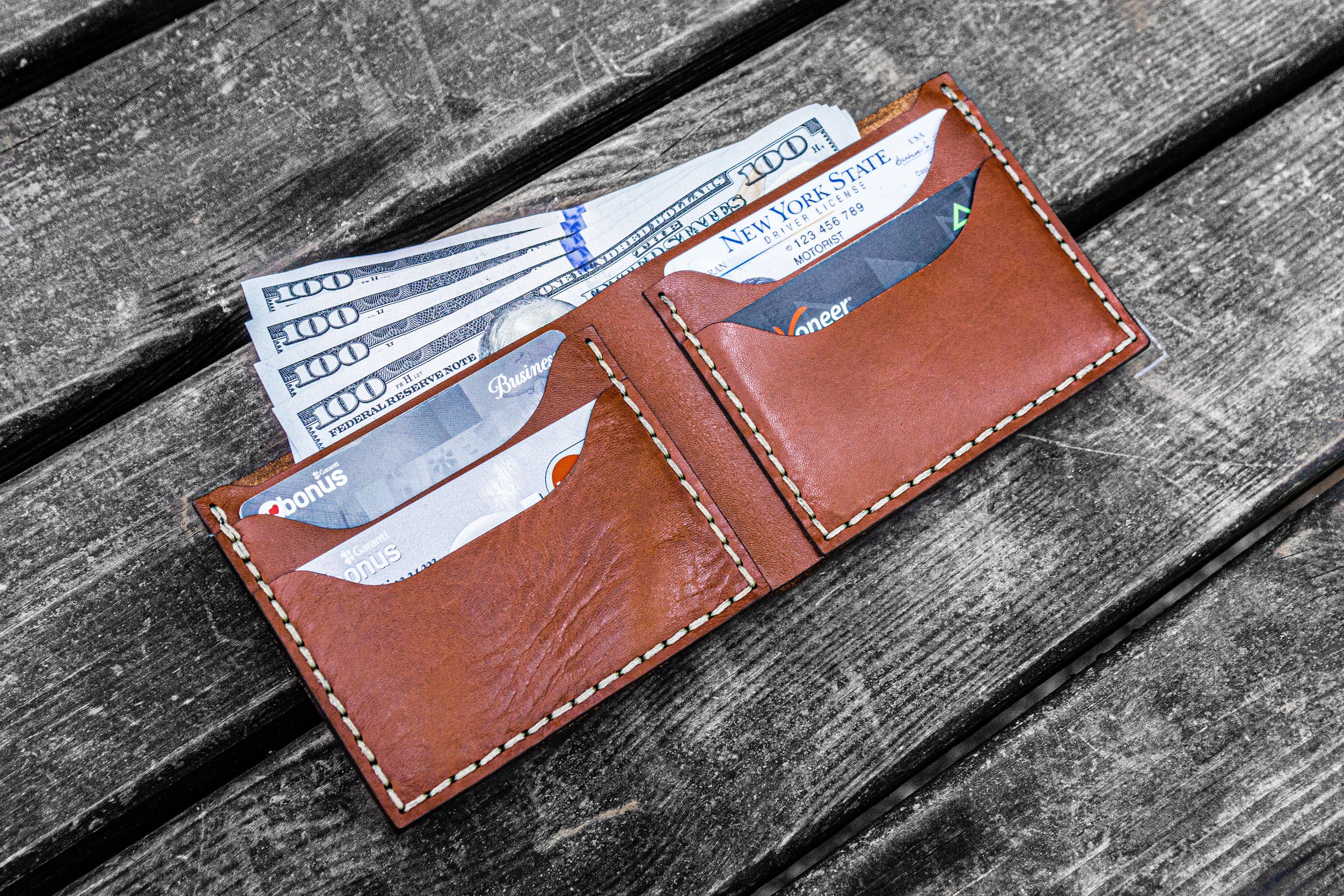 Personalized Handmade Leather Wallet for Men - Custom Engraved Brown Genuine Leather Bifold Wallet - Perfect Gift for Father's Day, Birthday & Anniversary