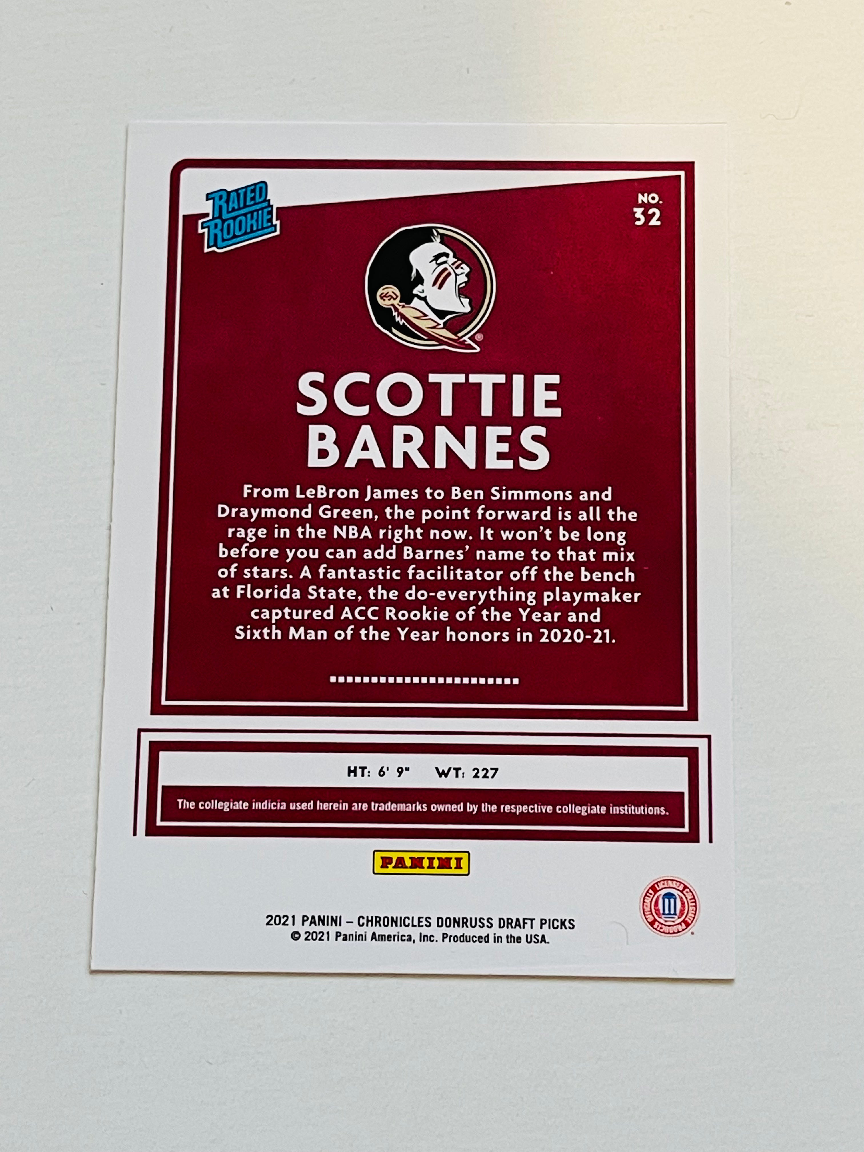 Scottie Barnes 2021-22 Donruss Rookie Card #201 - Toronto Raptors NBA Basketball Trading Card for Collectors & Fans - Perfect for Sports Memorabilia Collections, Investment, and Gifts