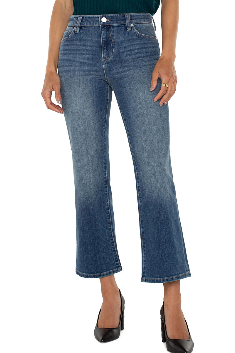 Liverpool Hannah Wide Crop Flare Jeans - High Waisted Distressed Denim Pants for Women | Casual & Vintage Style | Perfect for Everyday Wear, Date Night & Outfits
