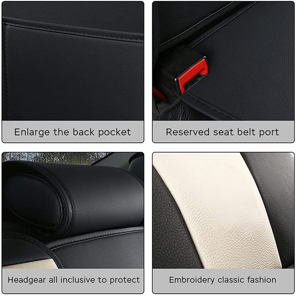 Premium Front & Rear Seat Covers with Headrest & Backrest Cushions for Land Rover Range Rover Evoque Sport 1990-2021 - Luxury PU Leather Car Seat Protectors, Comfortable & Stylish Black - Perfect for Daily Commute, Road Trips & Car Interior Protection