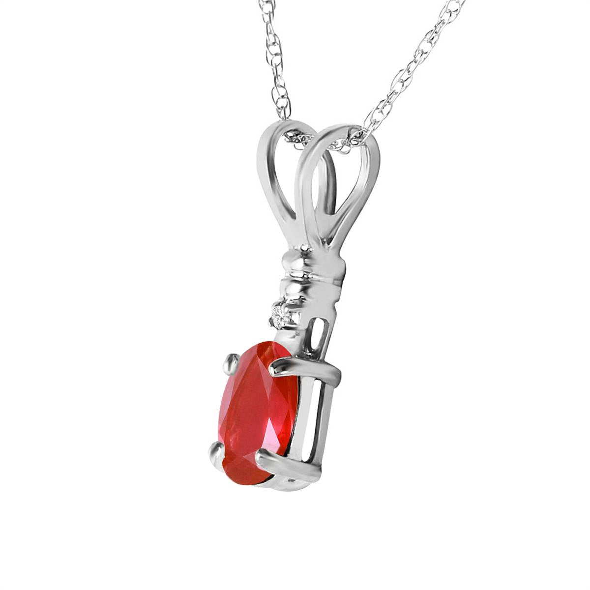 0.46 Carat 14K Solid White Gold Ruby and Diamond Pendant Necklace for Women - Elegant Gift for Anniversary, Valentine's Day & Special Occasions