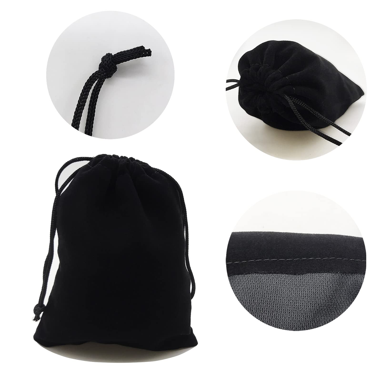 Premium Black Velvet Drawstring Jewelry Pouch - Small Velvet Gift Bags for Earrings, Bracelets & Necklaces - Perfect for Wedding Favors, Baby Showers, Party Gifts & Candy Storage