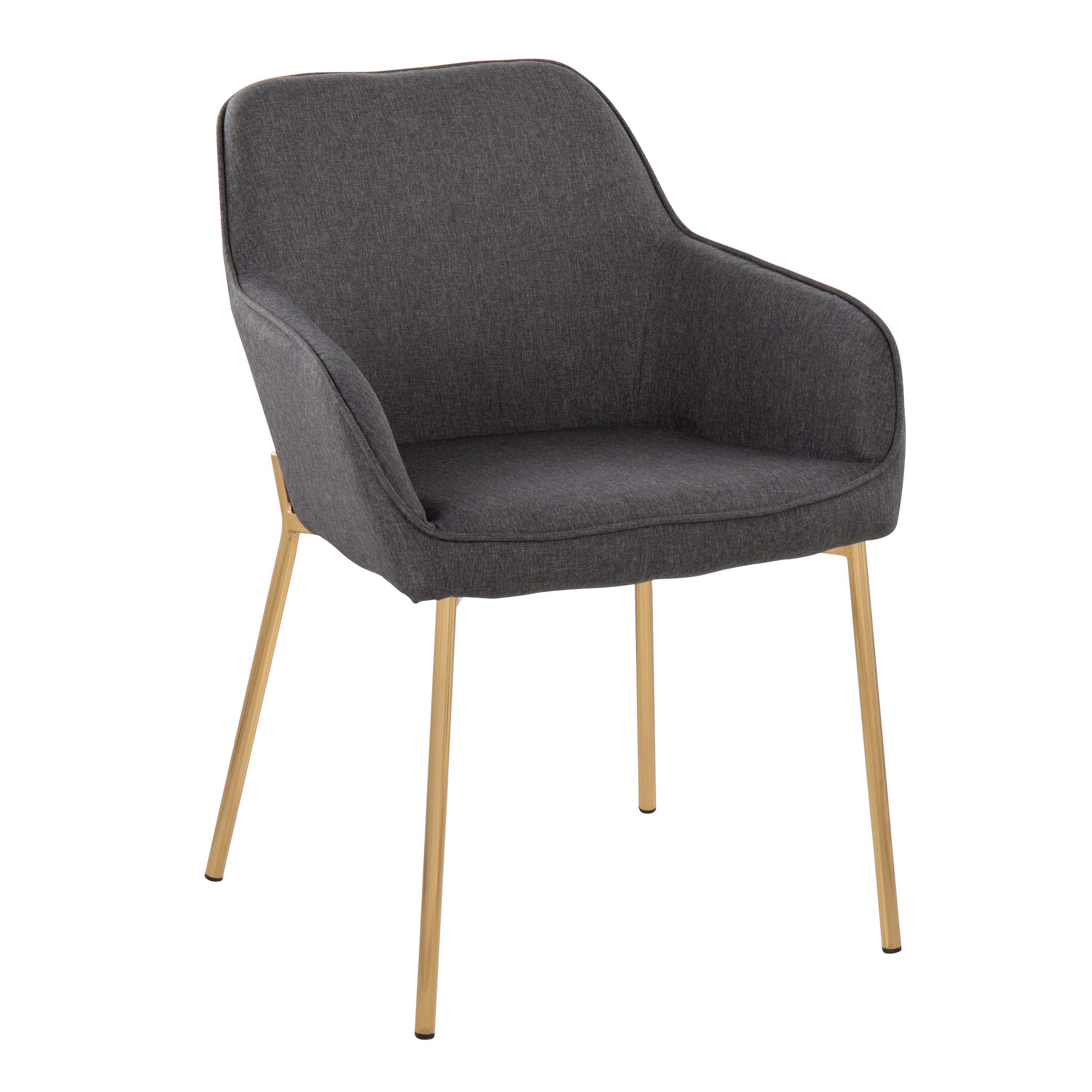 LumiSource Daniella Modern Dining Chairs - Set of 2 Gold Metal Frame with Charcoal Fabric Upholstery - Perfect for Contemporary Dining Room, Kitchen Nook or Breakfast Area