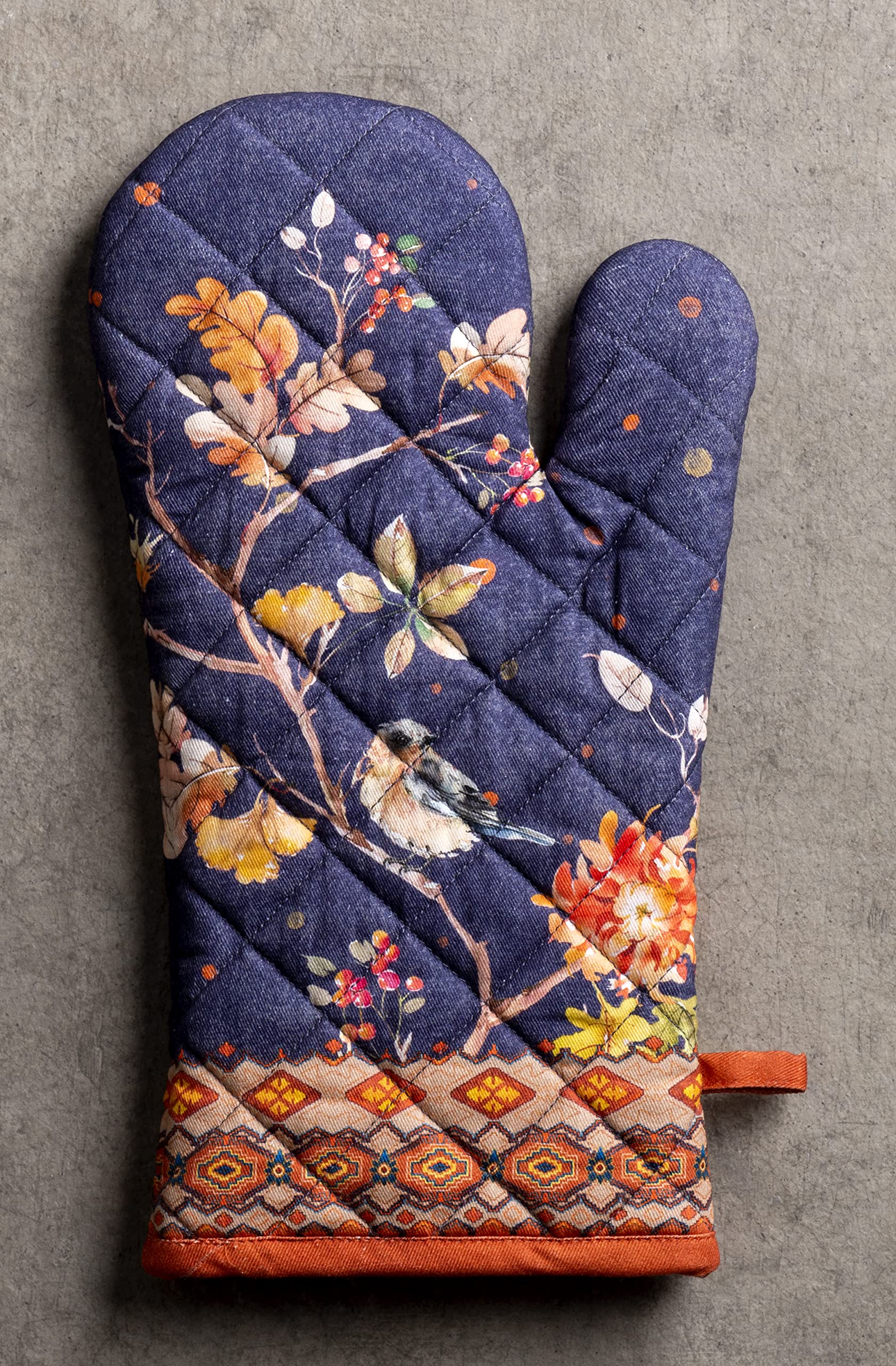 Maison d'Hermine Heat Resistant Oven Mitts - 100% Cotton 7x13 Inch with Hanging Loop - Perfect for BBQ, Grilling, Baking, Cooking & Microwave Use - Holiday Kitchen Essential for Thanksgiving & Christmas