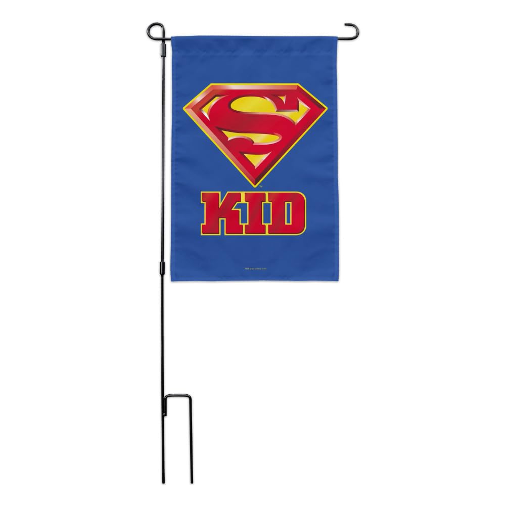 Superman Super Kid Shield Logo Garden Yard Flag - Decorative Outdoor Superhero Flag for Kids' Room, Backyard, and Playground