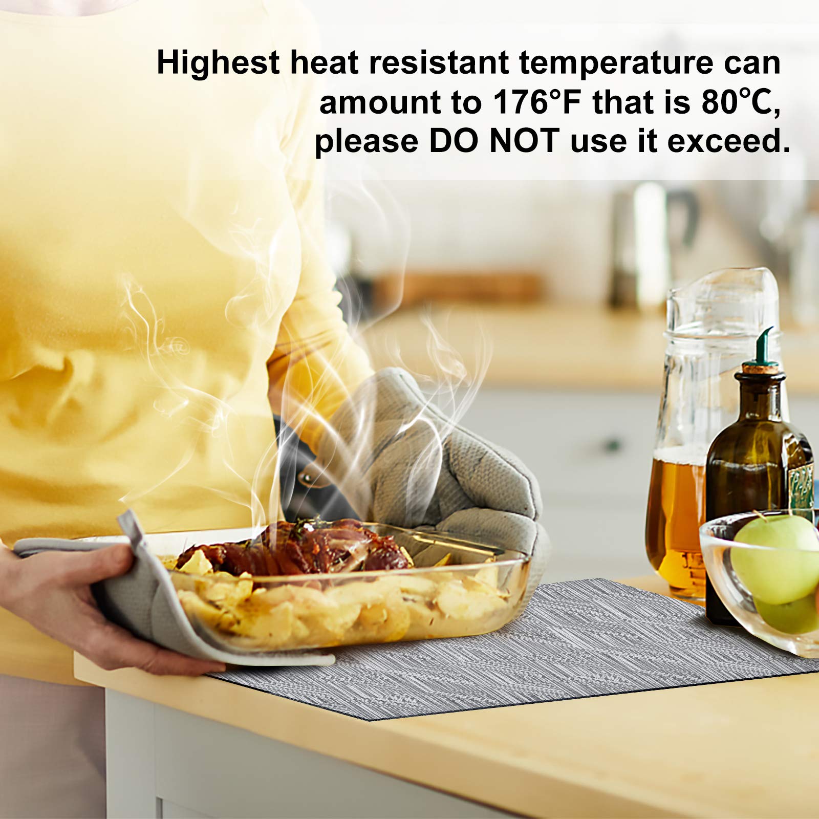 Aofmee Heat Resistant Placemats Set of 6 - Washable PVC Table Mats, Non-Slip Stain Resistant Woven Vinyl Place Mats for Kitchen & Dining Table - Perfect for Everyday Meals, Dinner Parties, and Holiday Gatherings