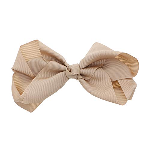 5.5 Inch Grosgrain Hair Bow Clip for Women and Girls - Beige | Perfect for Weddings, Parties, and Everyday Elegance