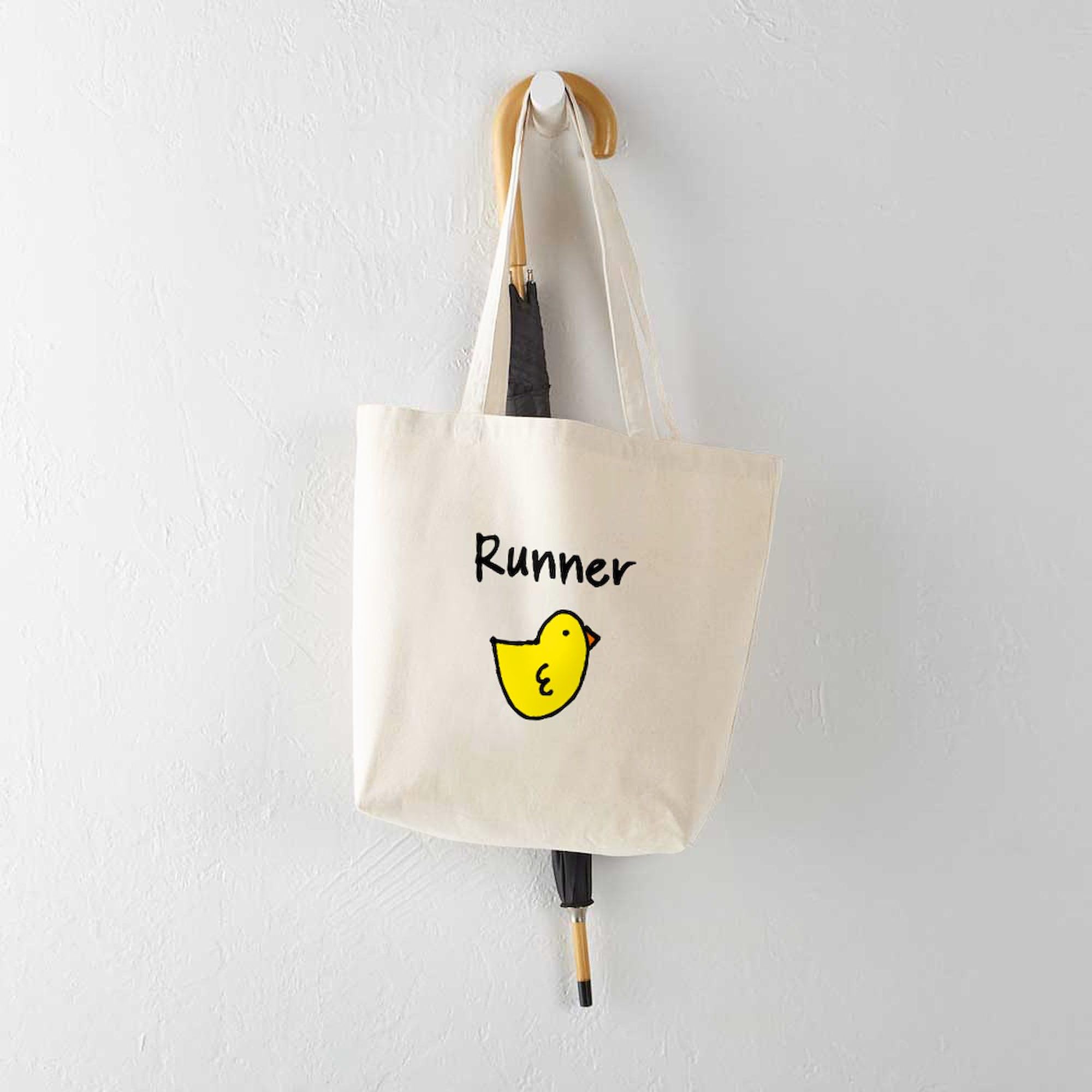 Runner Chick Tote Bag - Natural Canvas Reusable Shopping Bag for Women | Eco-Friendly Grocery Tote | Perfect for Running Errands, Gym, Beach & Farmers Market