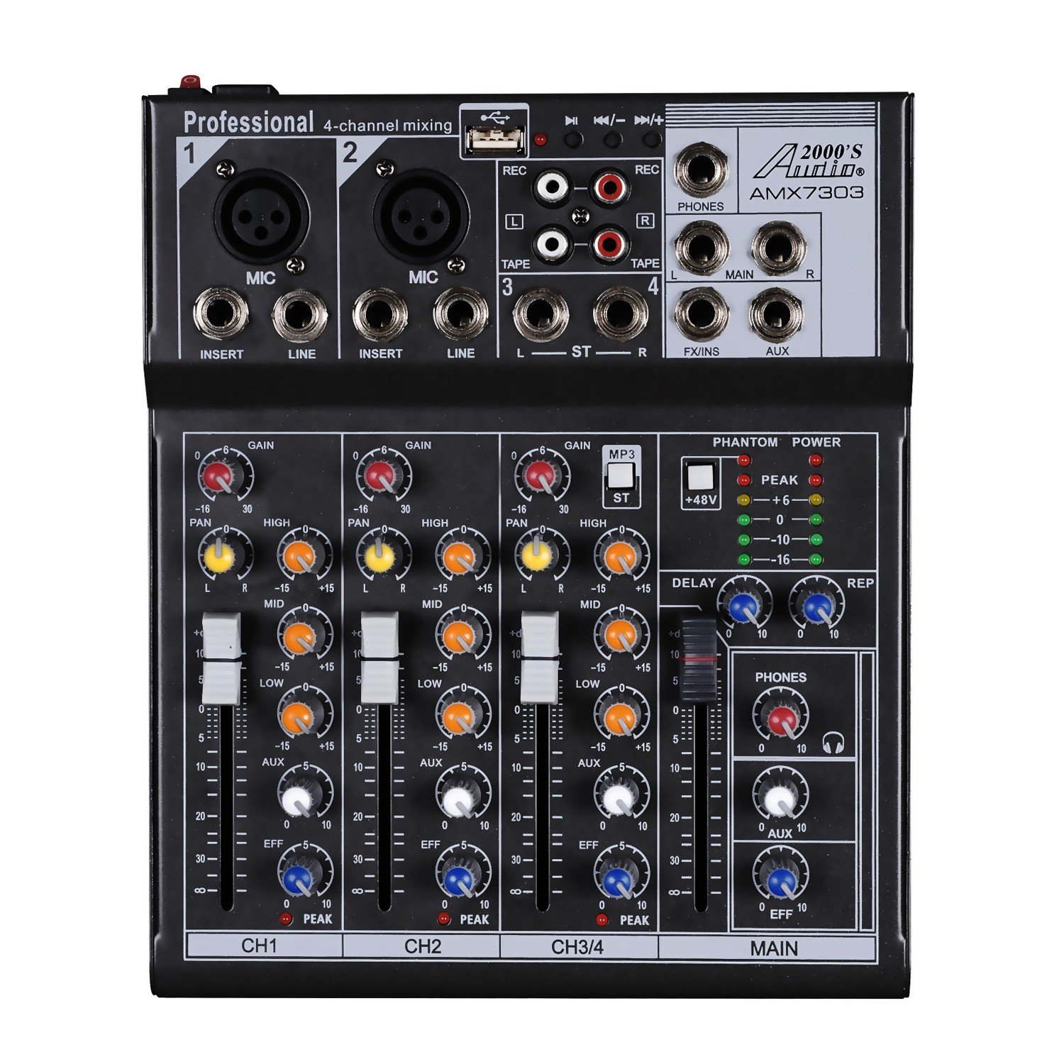 Professional 4-Channel Audio Mixer Sound Board for DJs & Live Performances | High-Quality 2000s Style Mixing Console | Perfect for Home Studios, Podcasting & Music Production