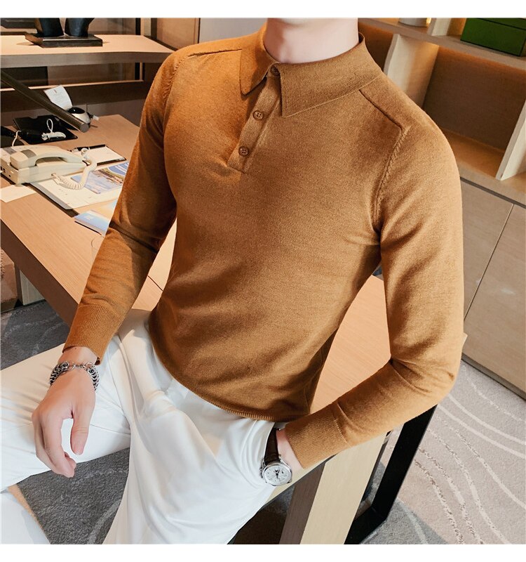 Antonio's Men's Slim Fit Long Sleeve Polo Shirt - Comfortable Casual Wear for Office, Golf & Everyday Outfits