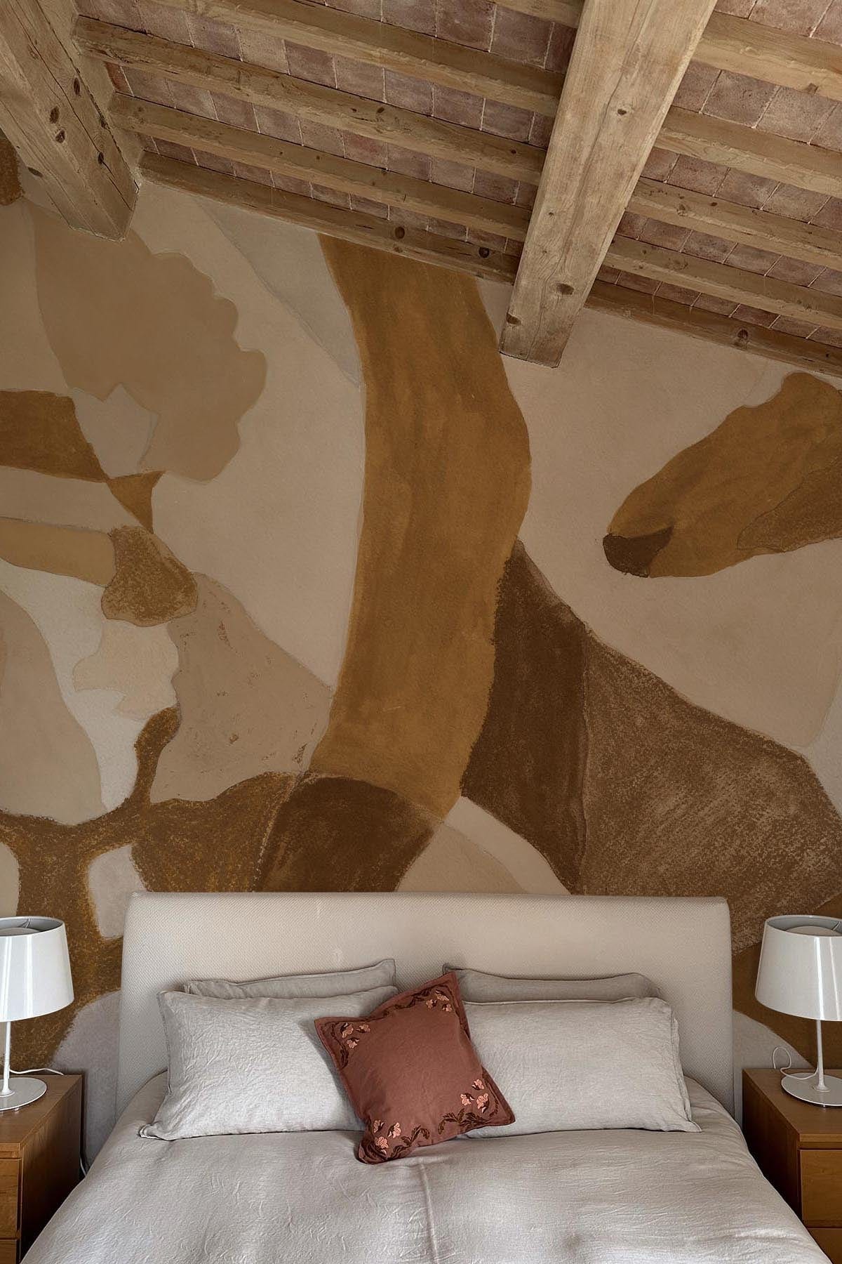 Fresco Silhouette Ochre Wall Art - Handmade Canvas Painting for Home & Office Decor | Perfect for Living Room, Bedroom, and Office Spaces