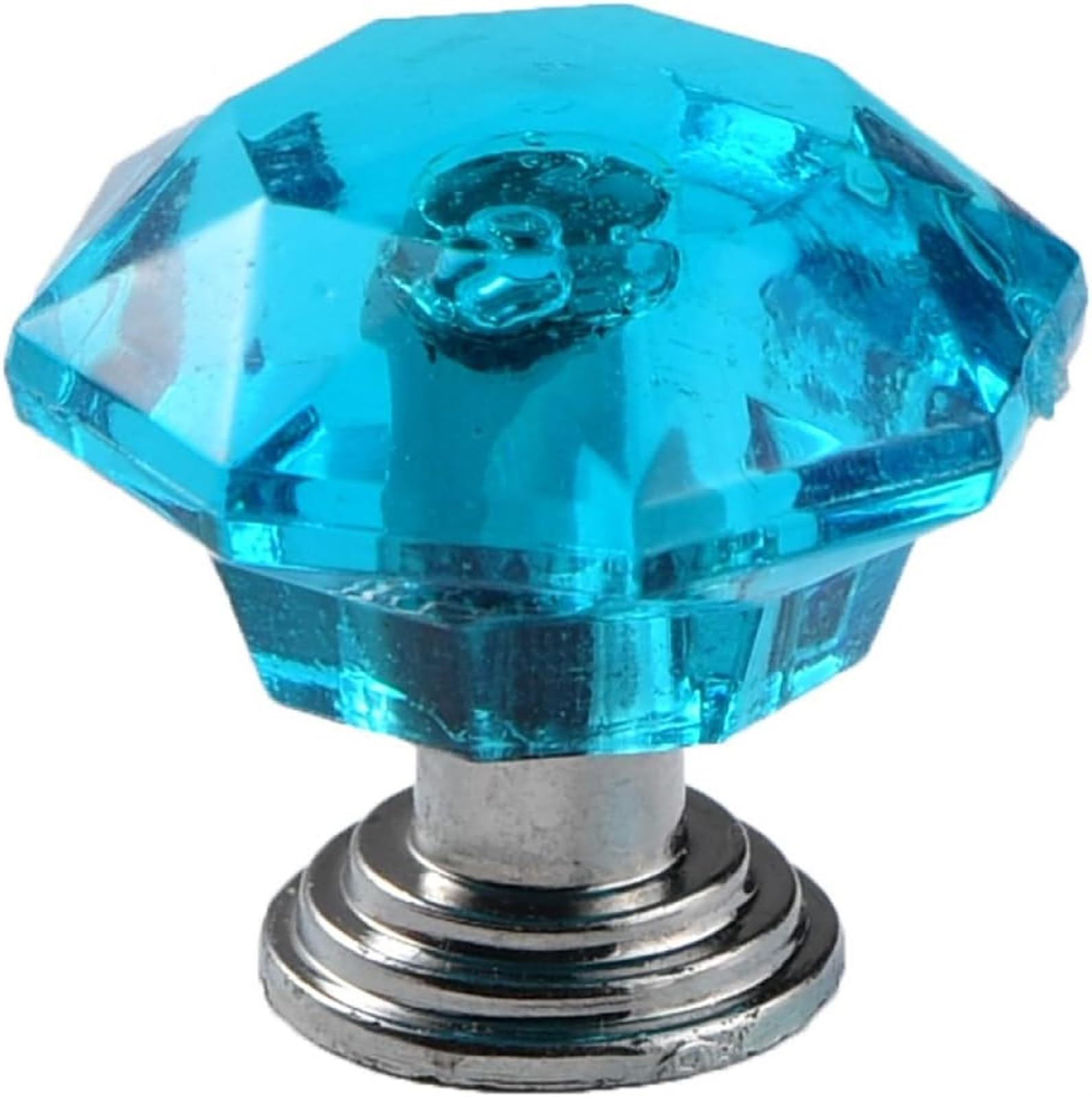 Colorful Crystal Cabinet Knobs and Drawer Pulls - 10 Pack Kids Drawer Handles in Blue, Green & Silver | Diamond Shaped Clear Knobs for Bedroom, Kitchen & Nursery Furniture