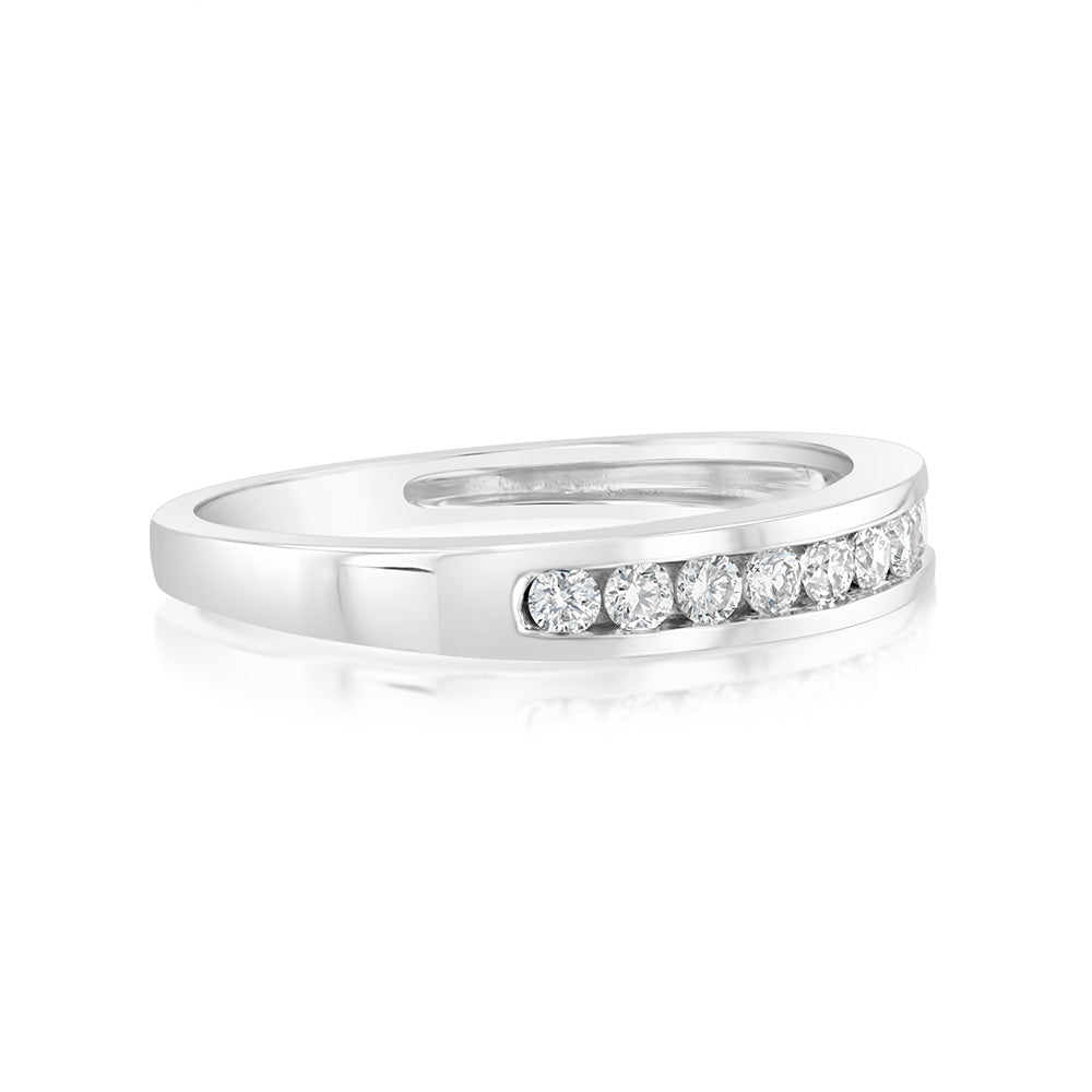 9ct White Gold 1/4 Carat Diamond Eternity Ring with 10 Brilliant Cut Diamonds - Elegant Wedding Band for Women, Perfect for Anniversary, Engagement & Special Occasions