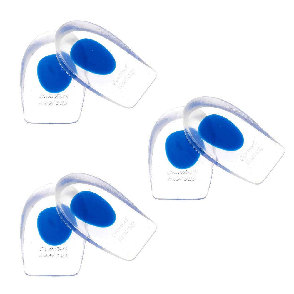 3 Pack Silicone Gel Heel Cups - Orthotic Shoe Inserts for Heel Pain Relief & Foot Support - Perfect for Plantar Fasciitis, Achilles Tendonitis & Everyday Comfort