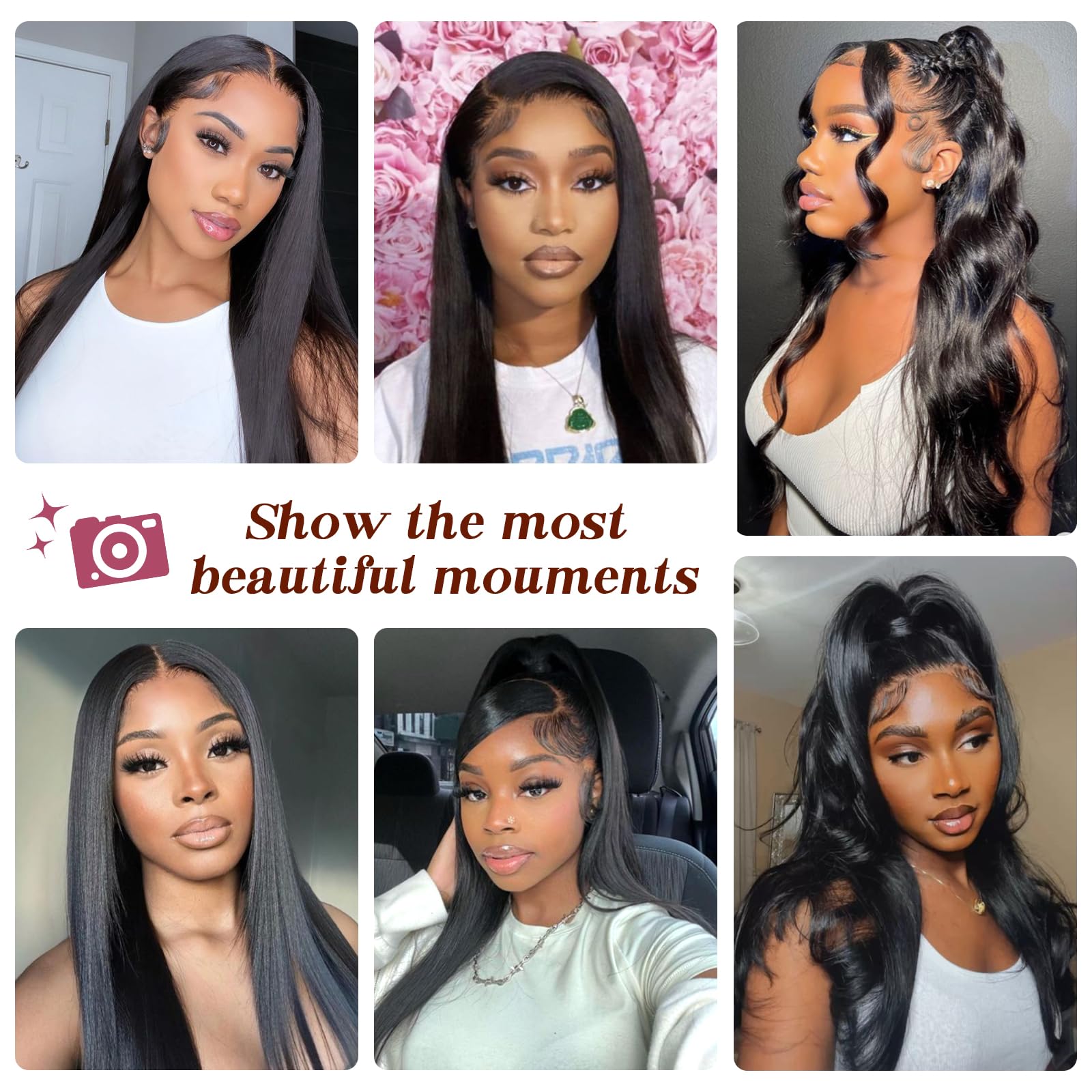 13x6 Lace Front Wigs Human Hair Natural Black Straight Glueless Wigs with HD Lace - Heat Resistant Synthetic Hair for Black Women (22 Inch) - Perfect for Daily Wear, Cosplay & Special Occasions