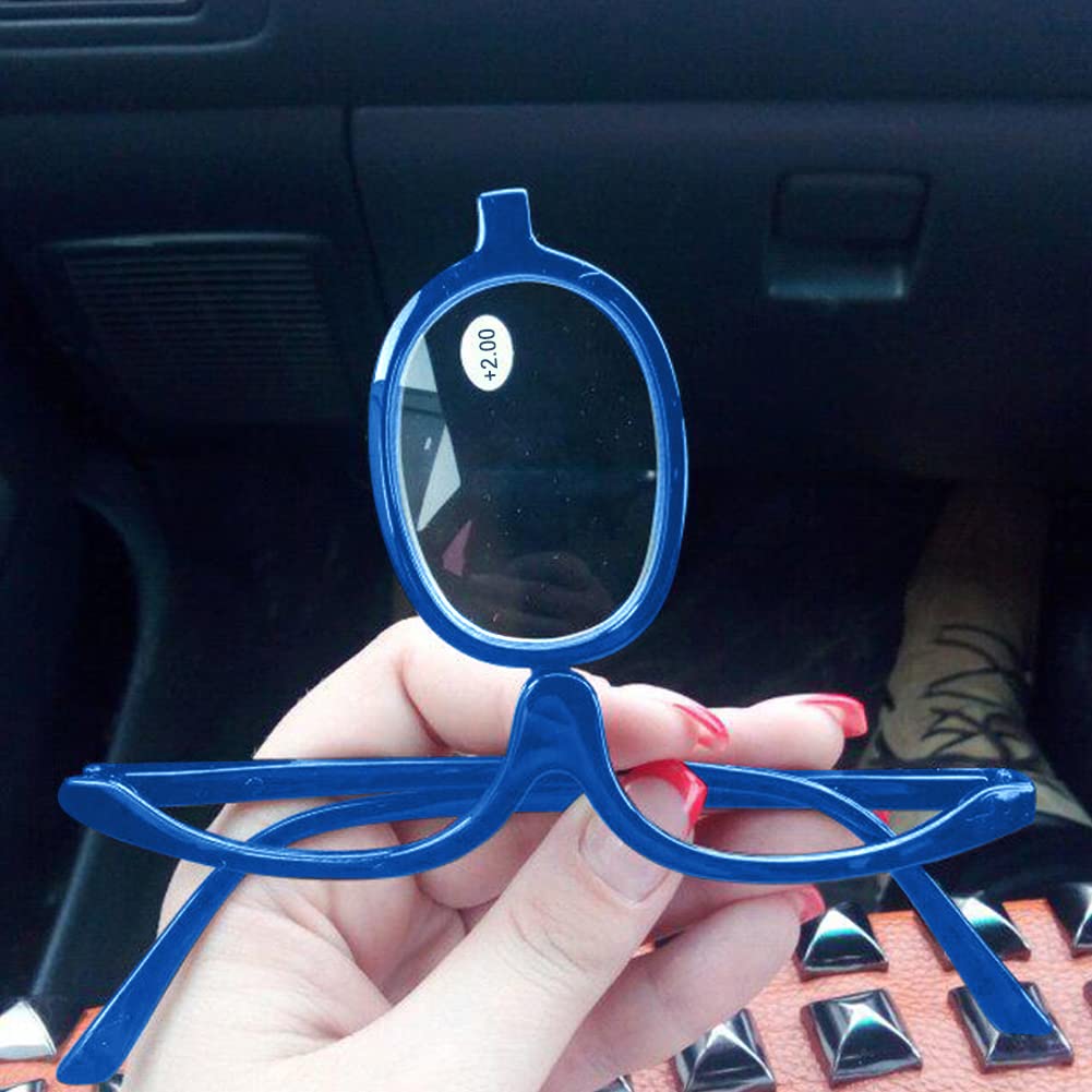 Portable Rotating & Folding Makeup Glasses for Women - Reversible Lens Reading Glasses with Magnification for Makeup Application, Travel & Home Use