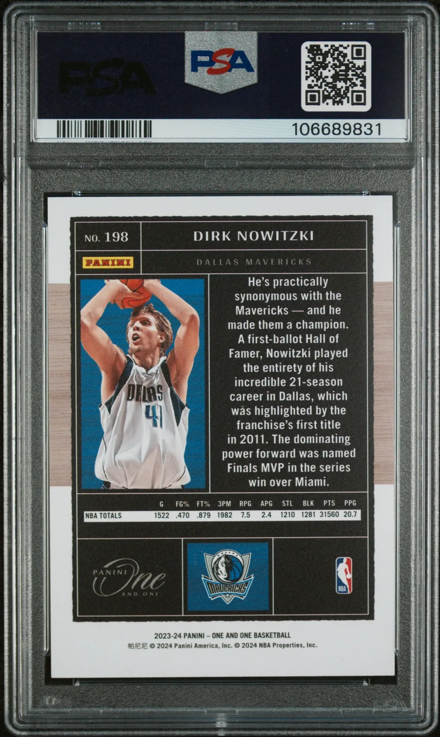 2023 Panini One And One Dirk Nowitzki PSA 8 /99 Basketball Trading Card - Limited Edition Collectible for NBA Fans & Sports Memorabilia Enthusiasts - Perfect for Display, Investment, and Gifting