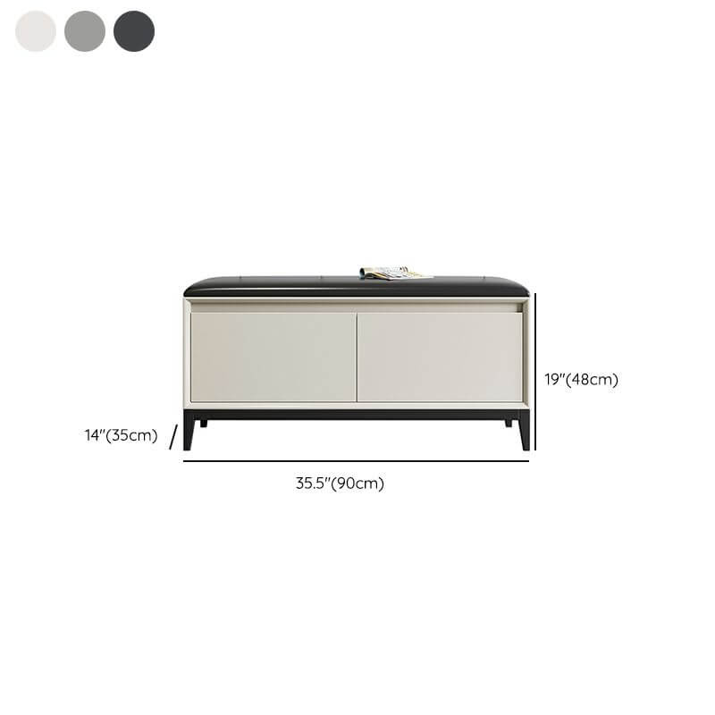Modern Black Faux Leather Rectangle Storage Ottoman with Wood Frame and Nailhead Trim - Stylish Living Room Footrest, Bedroom Bench & Hidden Storage Solution for Home Decor