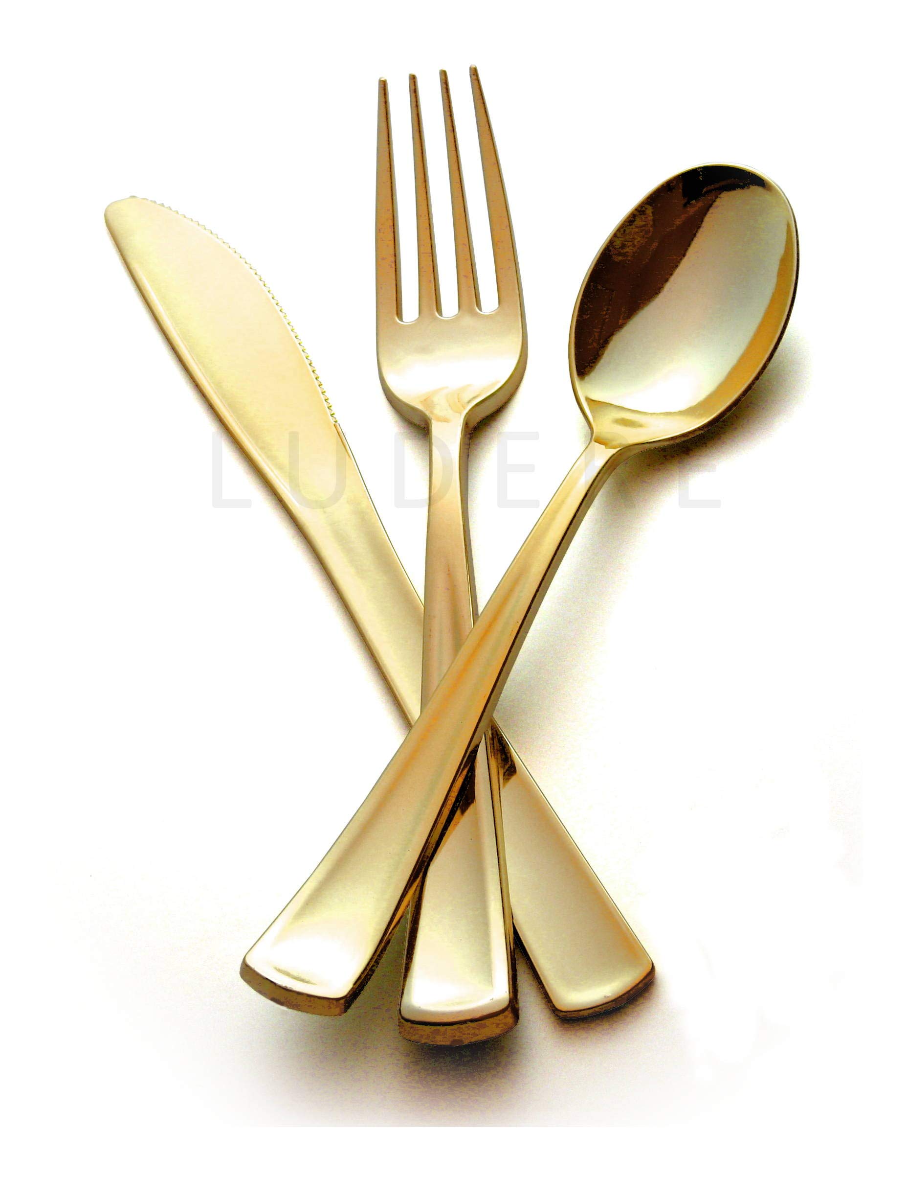 240-Piece Premium Gold Disposable Silverware Set - Heavy Duty Plastic Cutlery Kit (80 Forks, 80 Spoons, 80 Knives) - Elegant & Durable Disposable Flatware for Parties, Weddings, Catering & Events