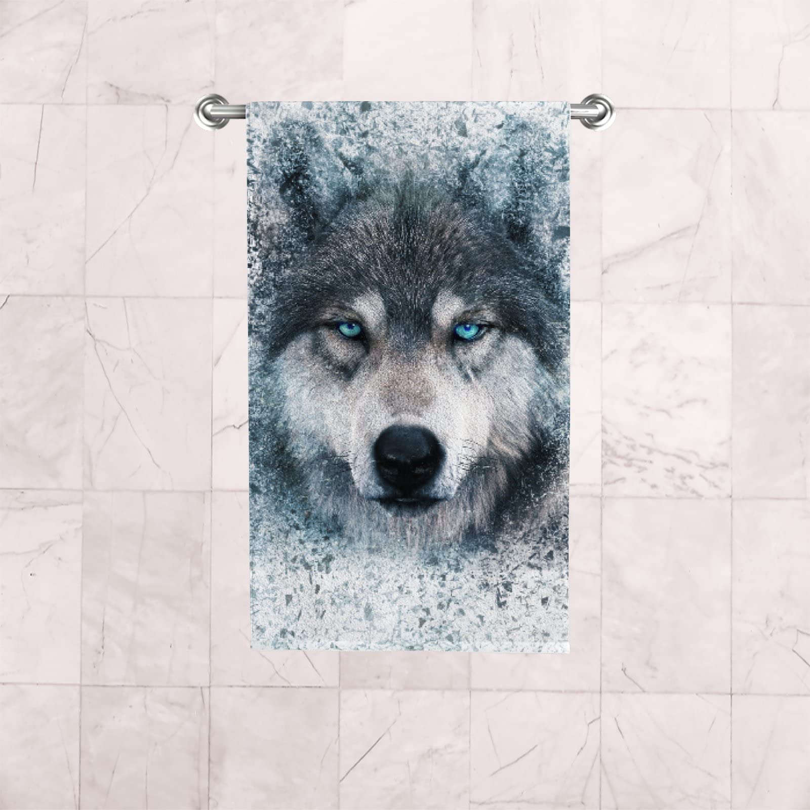 Wolf Hand Towels Set of 2 - Super Soft & Quick Dry Bathroom Towels, Absorbent Washcloths for Kitchen & Bath - Farmhouse Decor for Bathroom & Kitchen Use