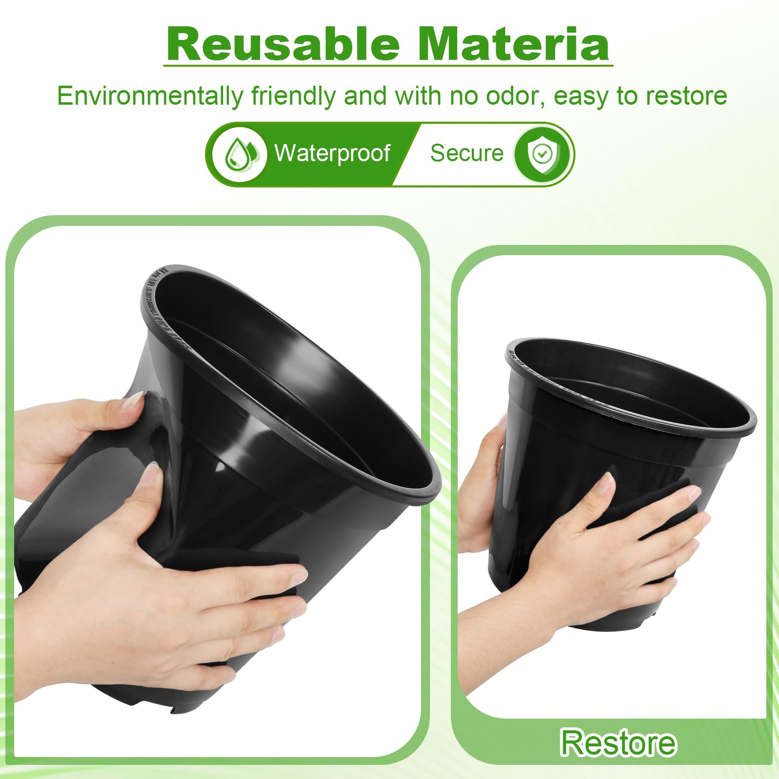 10 Pack 2 Gallon Plastic Plant Pots with Drainage Holes - Durable Flower Pots for Indoor & Outdoor Plants, Succulents, Herbs - Perfect for Gardening, Home Decor, and Landscaping