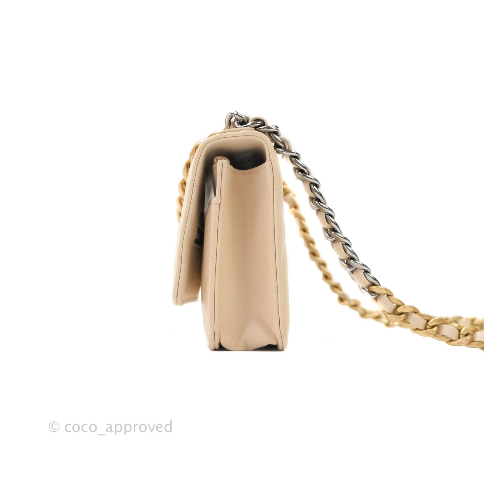 Chanel 19 Quilted Wallet on Chain WOC in Beige Goatskin with Mixed Hardware - Luxury Crossbody Bag for Women, Perfect for Evening Events & Daily Use