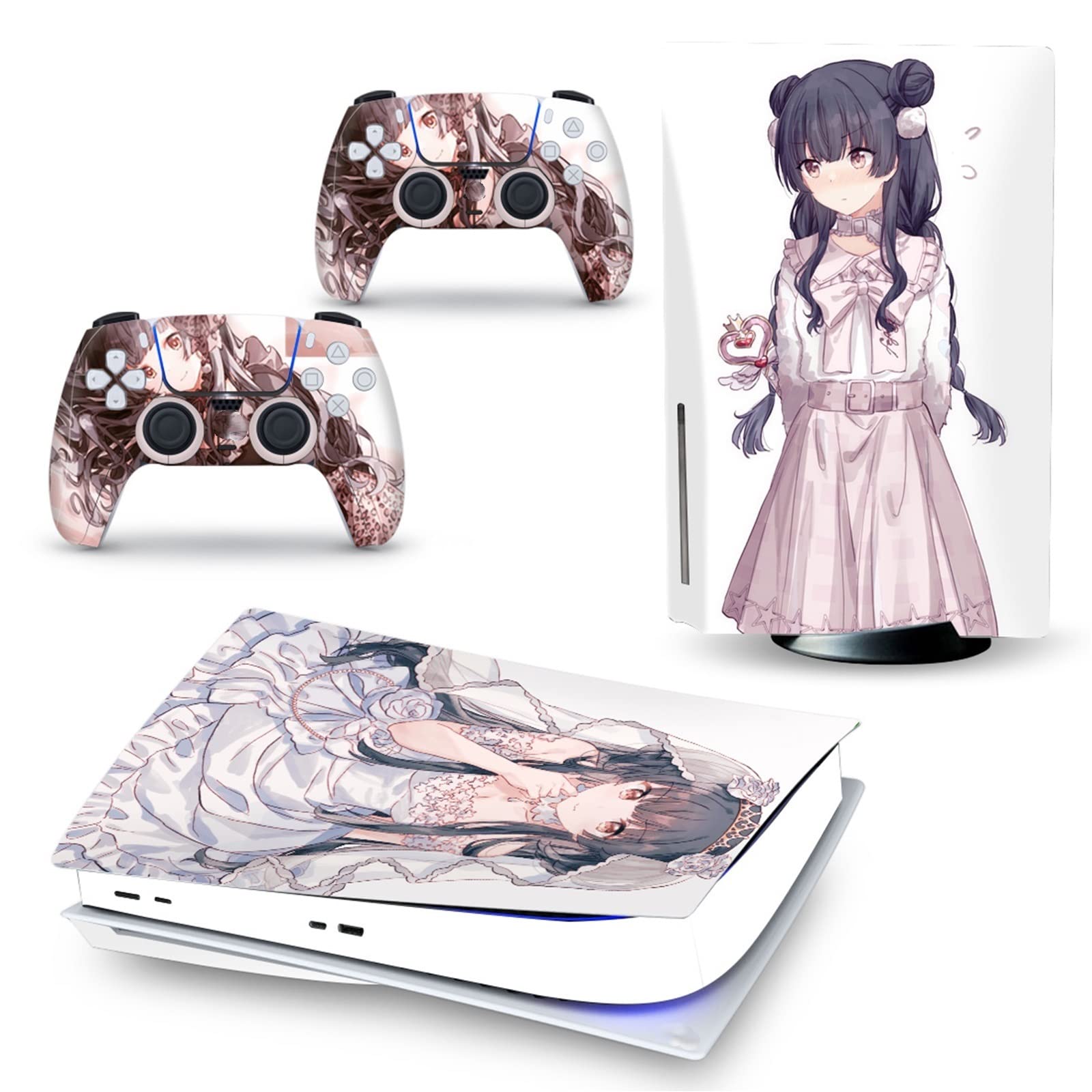 Anime PS5 Disk Edition Vinyl Skin Wrap for 2 Controllers - Durable, Scratch-Resistant, Bubble-Free, Anti-Scratch Protection - Perfect for Gaming Setups & Console Customization