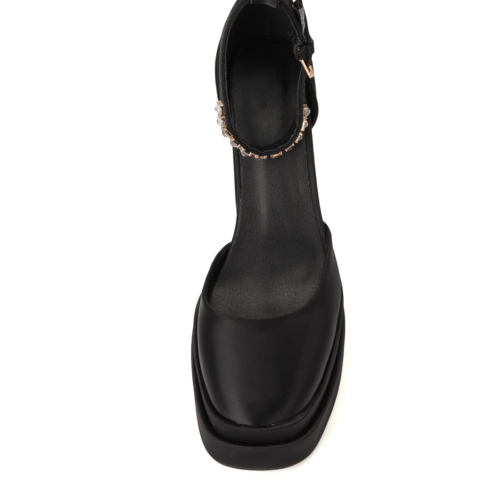 Keleimusi Women's Chunky Block High Heels - Lace-Up Square Toe Platform Pumps for Party, Wedding & Evening Events - Comfortable Sandals in Black | Perfect for Night Out, Bridal Shower & Special Occasions