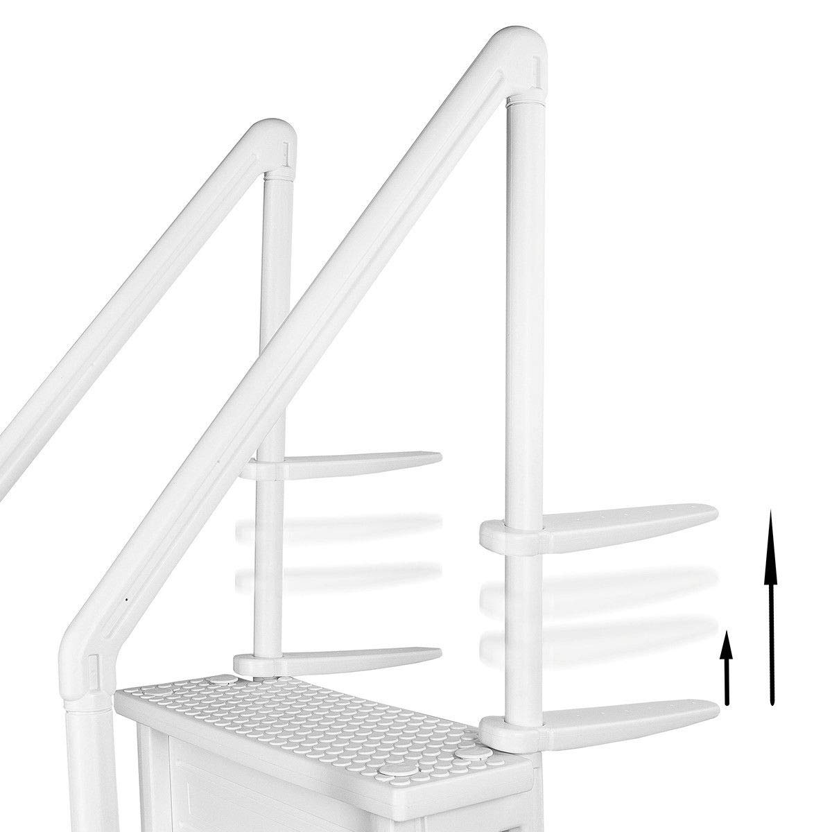 XtremepowerUS 4-Step Above Ground Pool Ladder with Non-Slip Handrails - Heavy Duty Swimming Pool Step Ladder for Deck Access - Perfect for Inground/Above Ground Pools, White (Outdoor Water Safety & Easy Entry/Exit)
