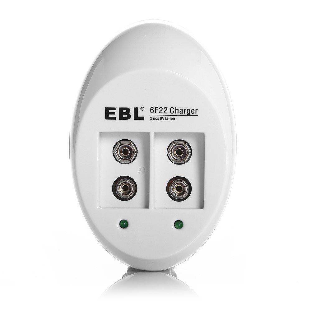 EBL 9V Lithium Ion Rechargeable Batteries with 6F22 9V Battery Charger - Long Lasting Power for Smoke Detectors, Toys, and Electronic Devices