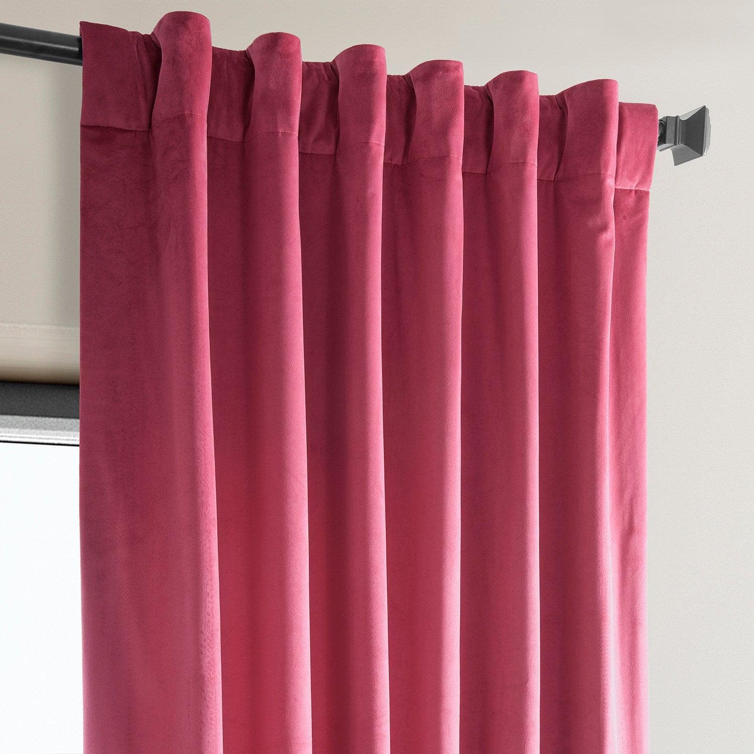 Dark Pink Heritage Plush Velvet Blackout Curtains for Bedroom - Thermal Insulated Noise Reducing Window Drapes for Living Room & Nursery
