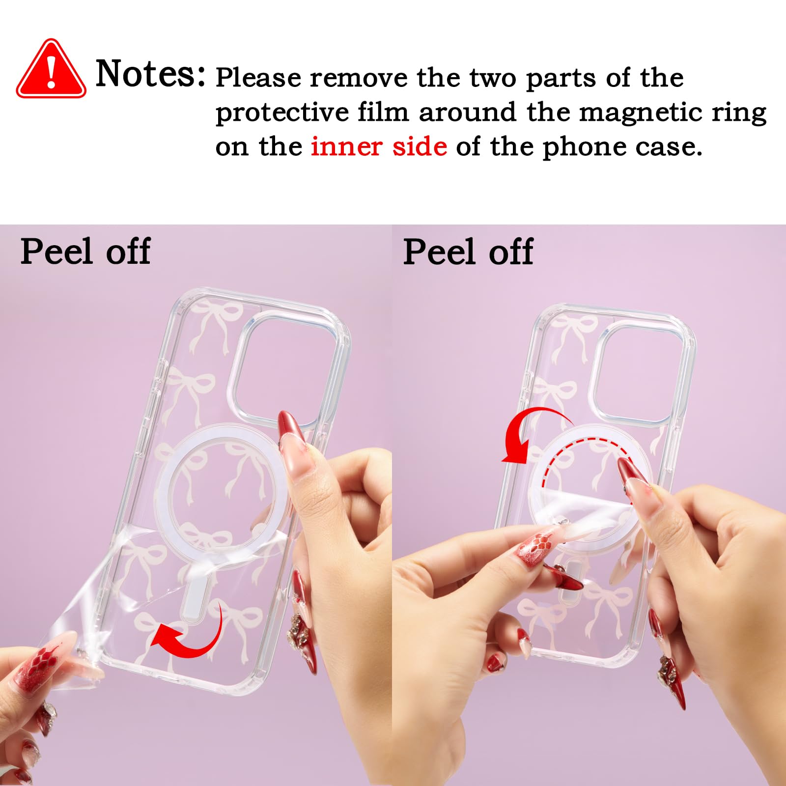 UEEBAI Magnetic Clear iPhone 14 Case & iPhone 13 Case - Slim Anti-Yellowing Shockproof Phone Cover with Bow Design | Compatible with MagSafe Wireless Charging | Perfect Protective Case for Women & Girls (Pink) | Great for Everyday Use, Work, School & Travel