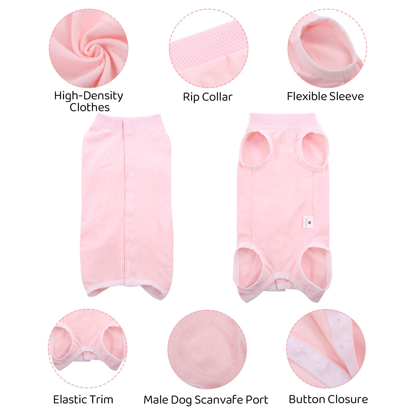 SAWMONG Dog Recovery Suit - Post-Surgery Surgical Suit for Dogs, Soft Spay & Neuter Onesie for Male & Female Dogs - Alternative to E-Collar Cone - Pink X-Small - Perfect for Wound Protection & Comfort After Vet Procedures