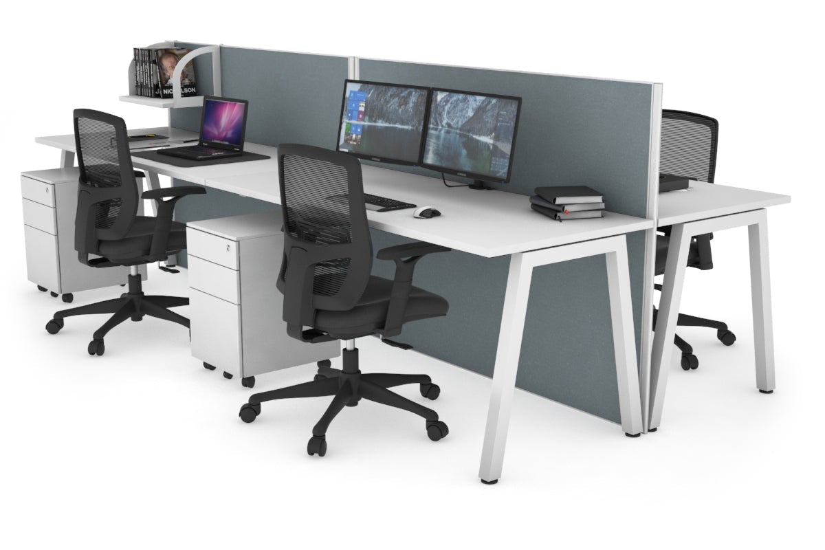 Horizon Quadro 4-Person Office Bench with A-Legs - 1600L x 700W Workstation for Collaborative Workspaces, Conference Rooms & Open Office Layouts