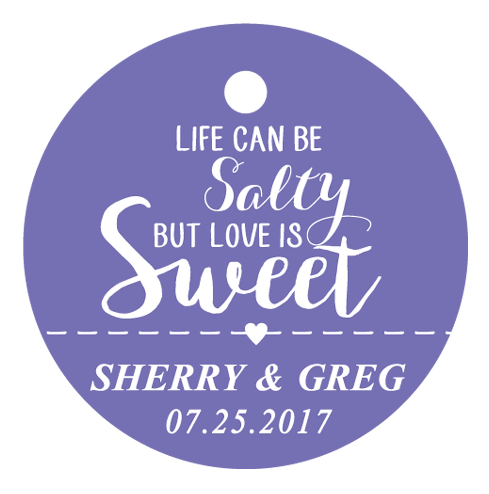 100 PCS Customized Hang Tags - Life Can Be Salty But Love is Sweet - Personalized Wedding Favor Gift Tags for Bridal Shower, Anniversary & Romantic Events