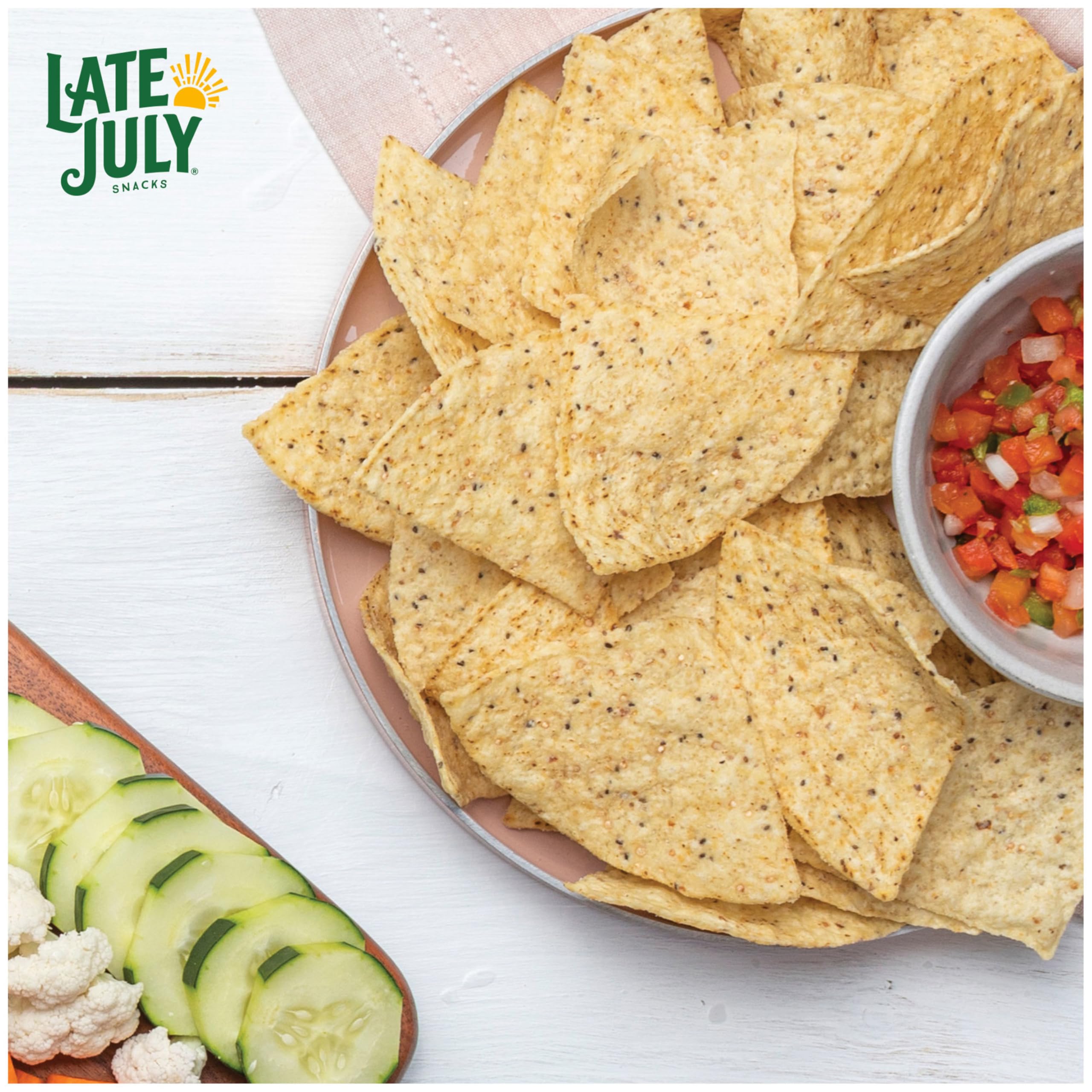 Organic Thin & Crispy Tortilla Chips with Chia & Quinoa - Late July Snacks, 10.1oz | Gluten-Free, Non-GMO | Perfect for Parties, Snacking & Healthy Diets
