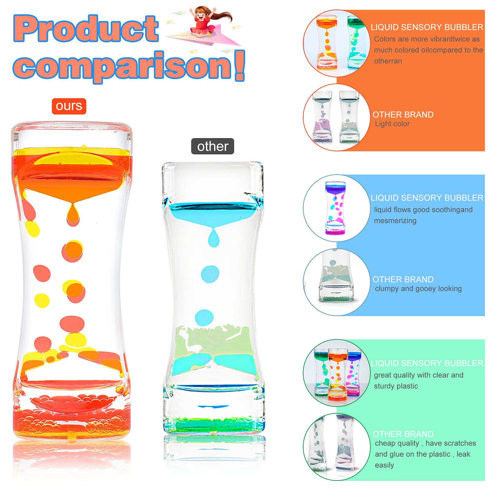 Liquid Motion Bubbler Timer - Diamond Shaped Sensory Toy for Kids & Adults | Fidget Toy for Autism, ADHD, Stress Relief | Calming Desk Decor for Office & Home | Blue & Pink Relaxing Liquid Timer for Focus & Meditation
