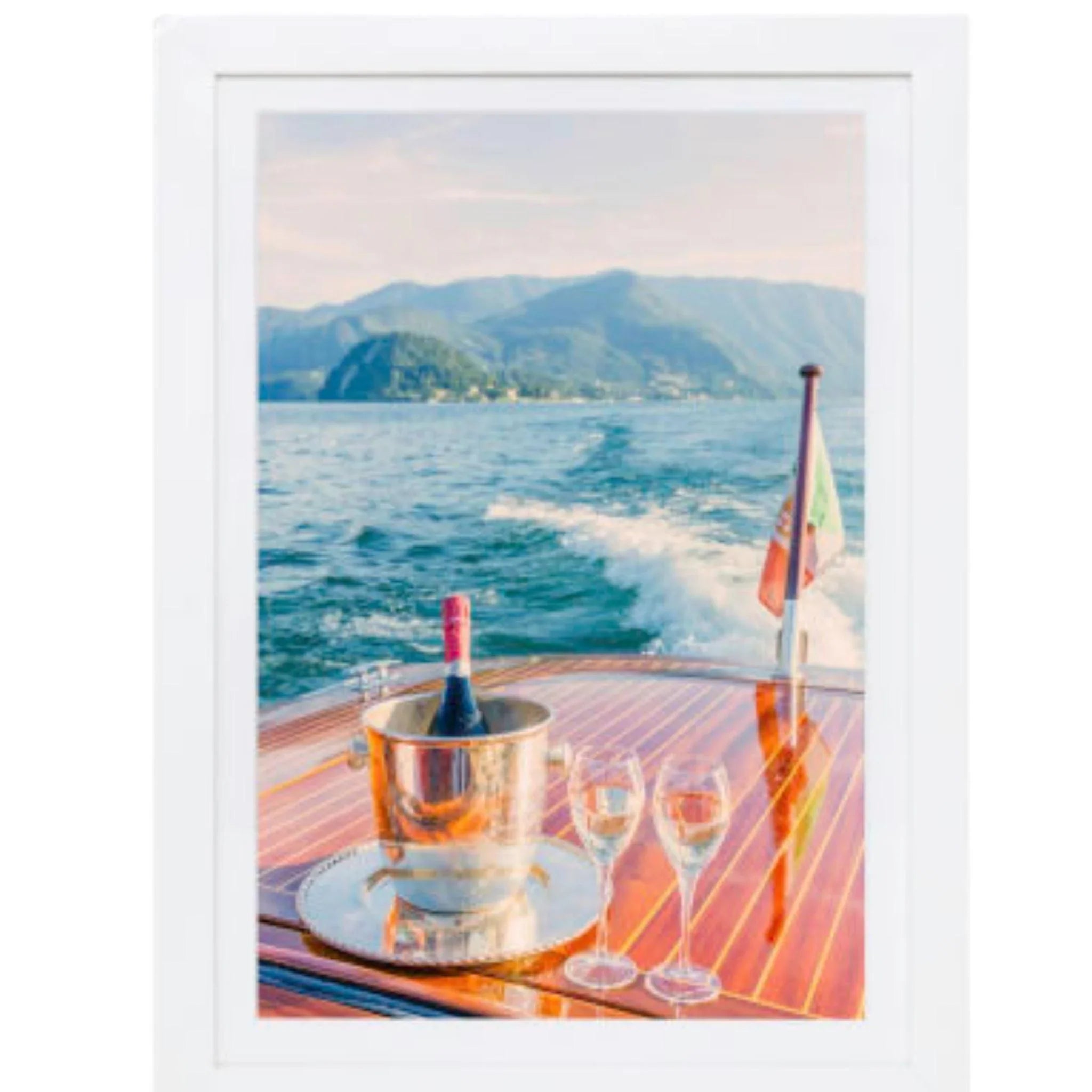 Gray Malin Champagne on Lake Como Mini Framed Print - Elegant Wall Art for Home & Office Decor | Perfect Gift for Weddings & Housewarming